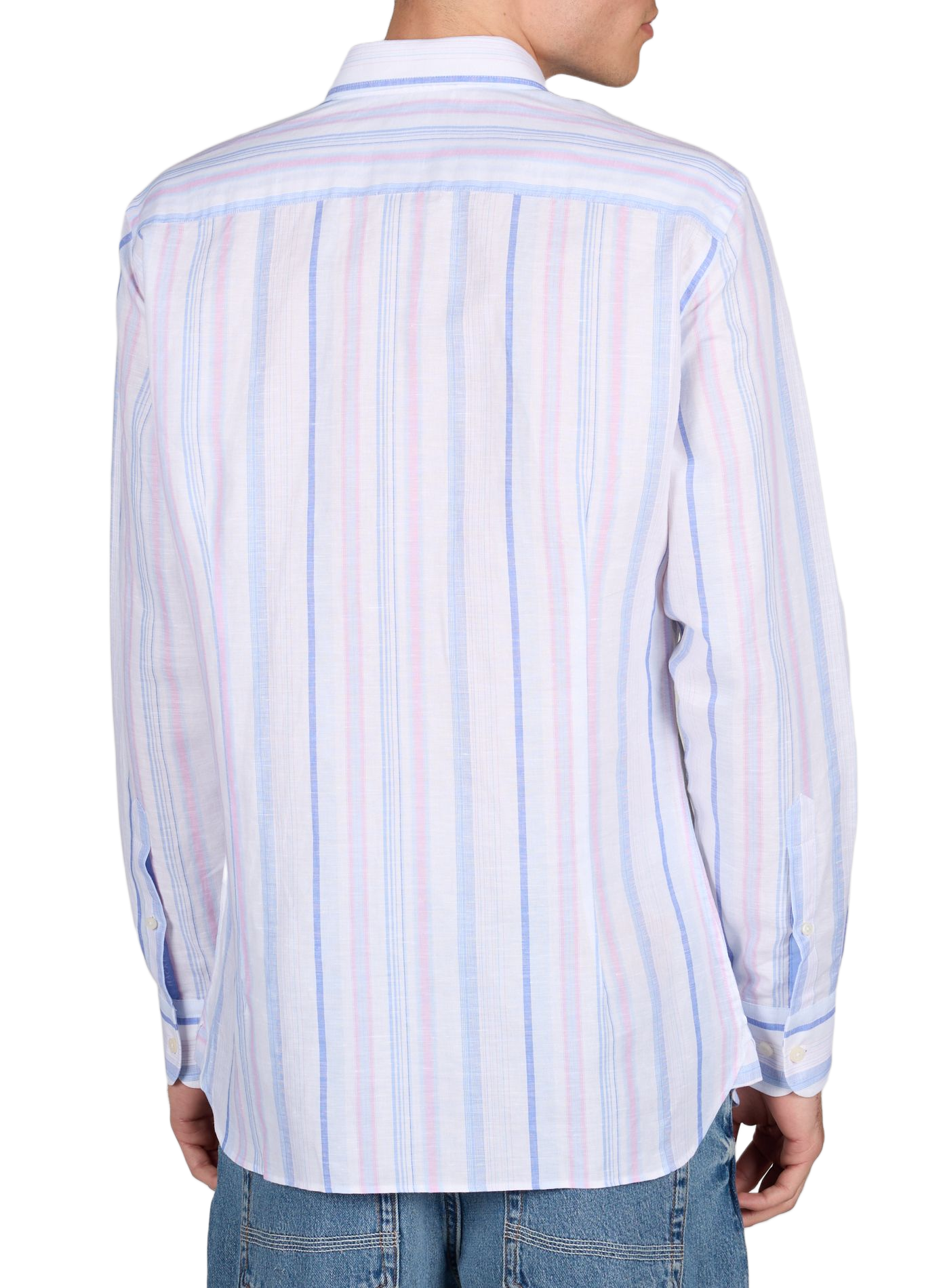 Chemise à rayures en lin et coton HACKETT Bleu