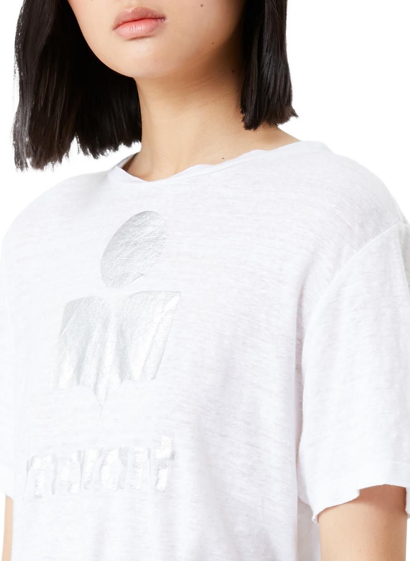 Short-sleeved linen T-shirt with Zewel logo ISABEL MARANT White