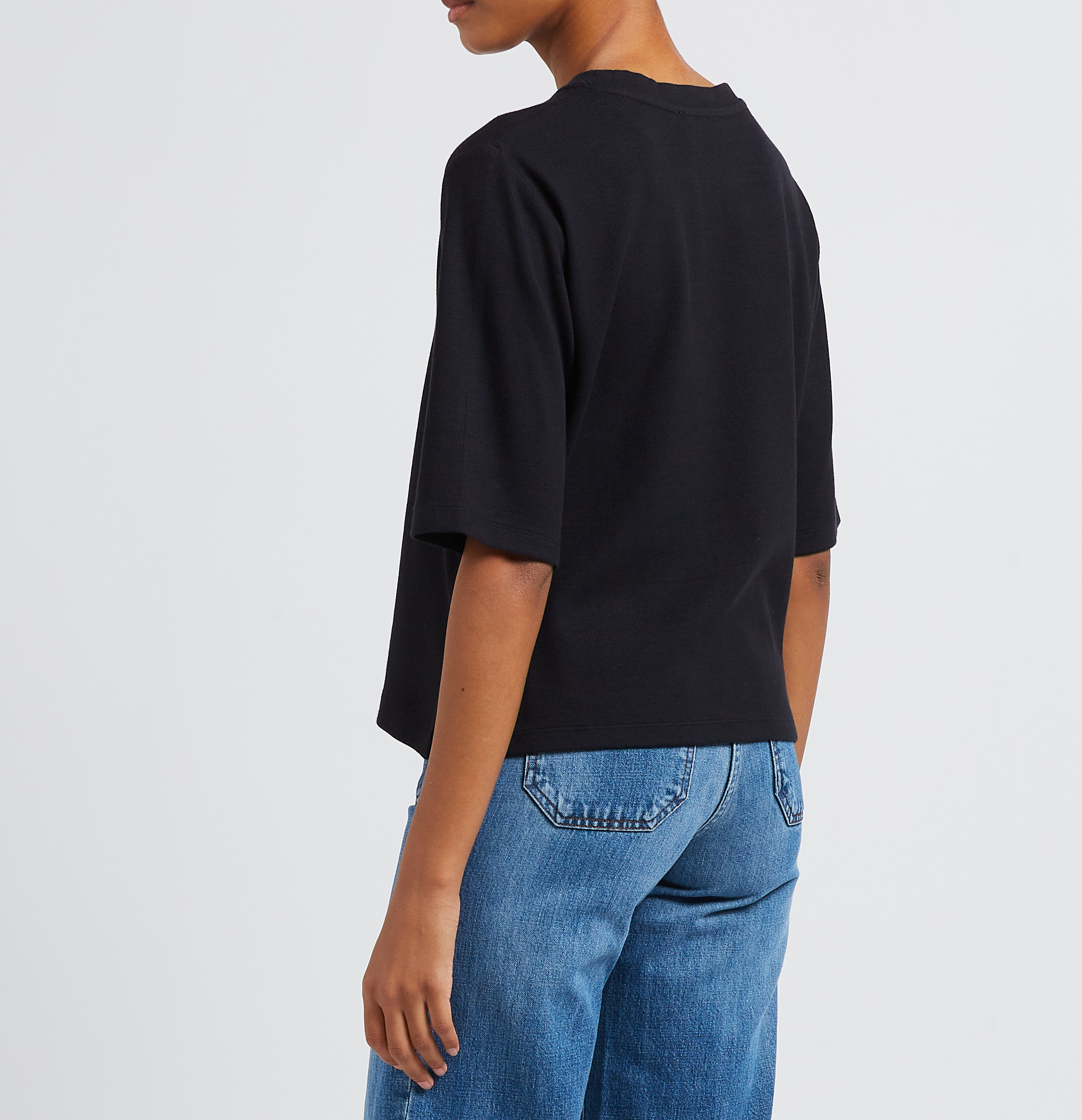 Tee-shirt col rond en jersey côtelé serge co SESSUN Noir