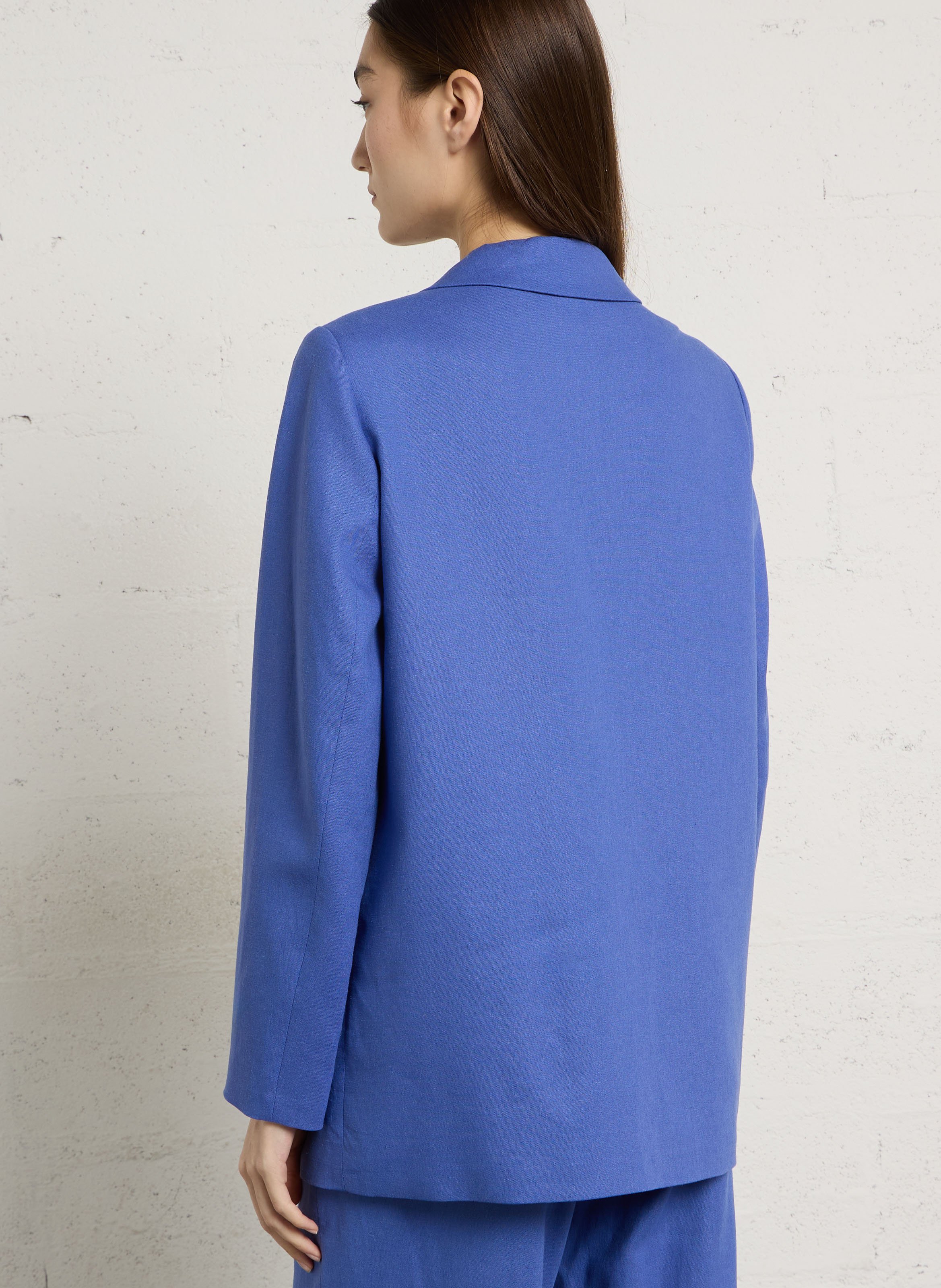 Veste tailleur droite unie en lin mélangé nelia | Violet MAISON 123 Femme