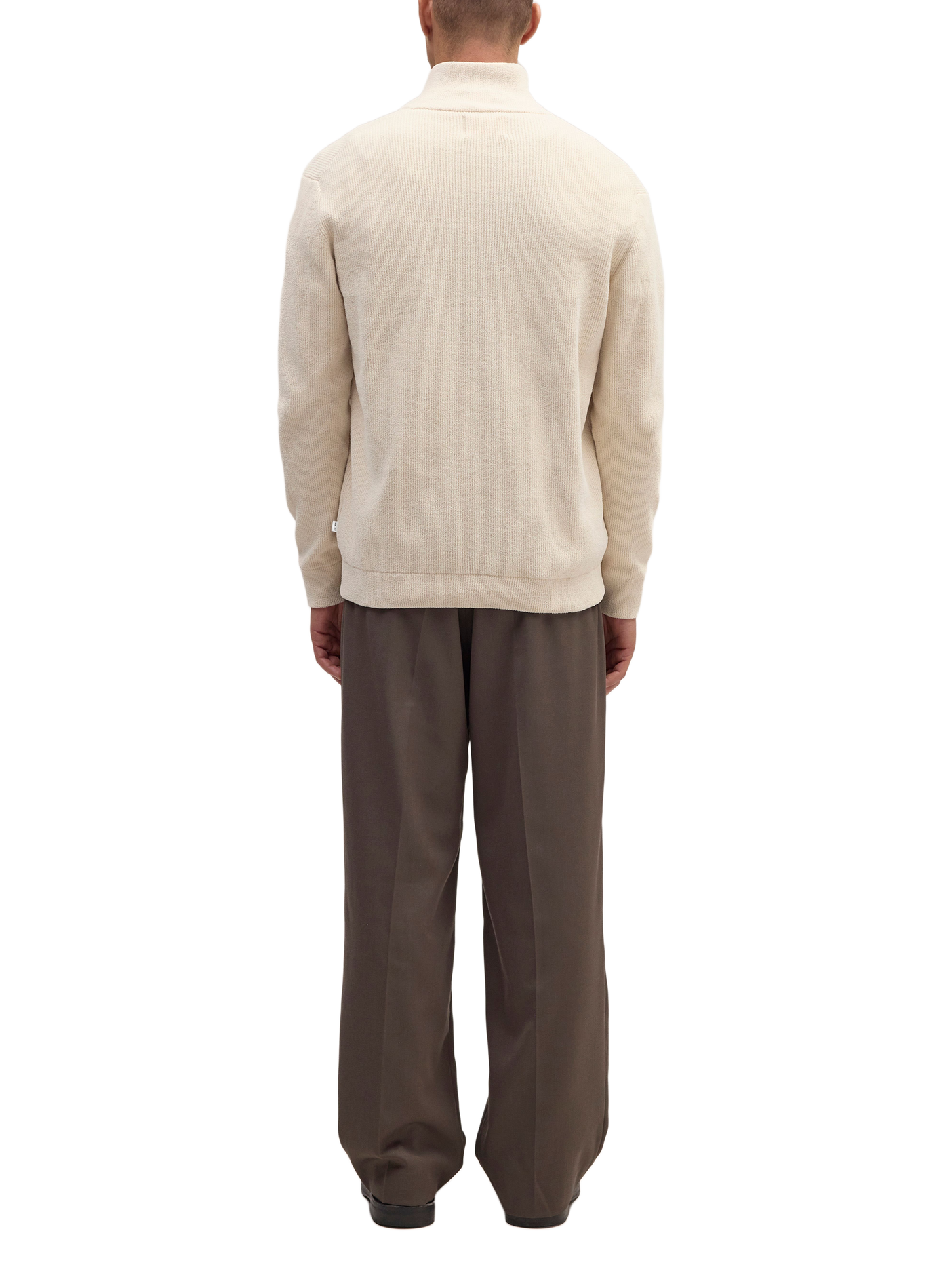 Pullover mit Stehkragen und Reißverschluss in Uni-Farbe NN.07 Beige