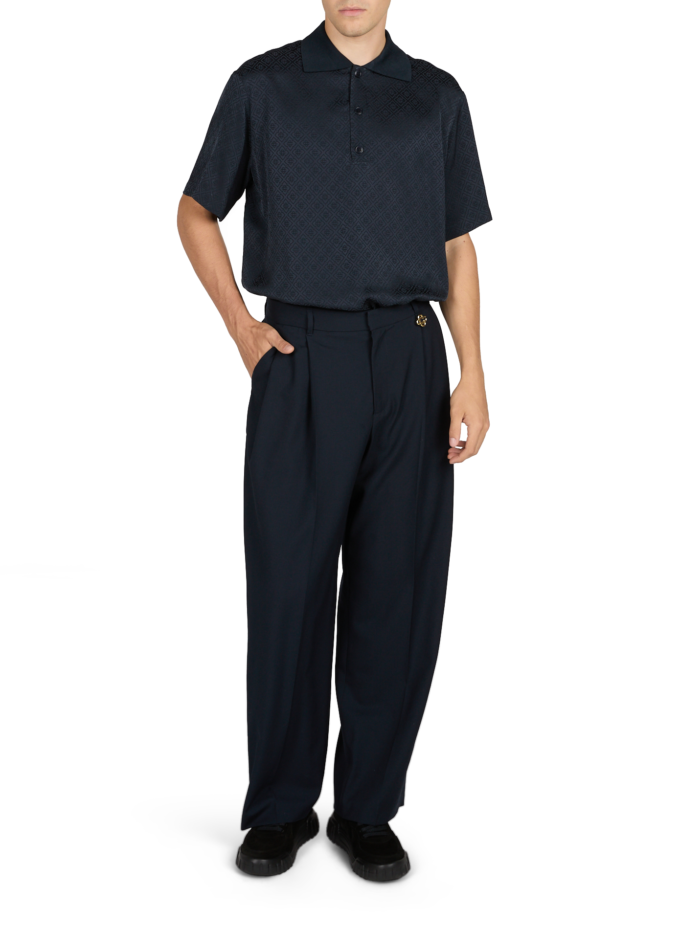 Pantalon évasée en laine CASABLANCA PARIS Noir