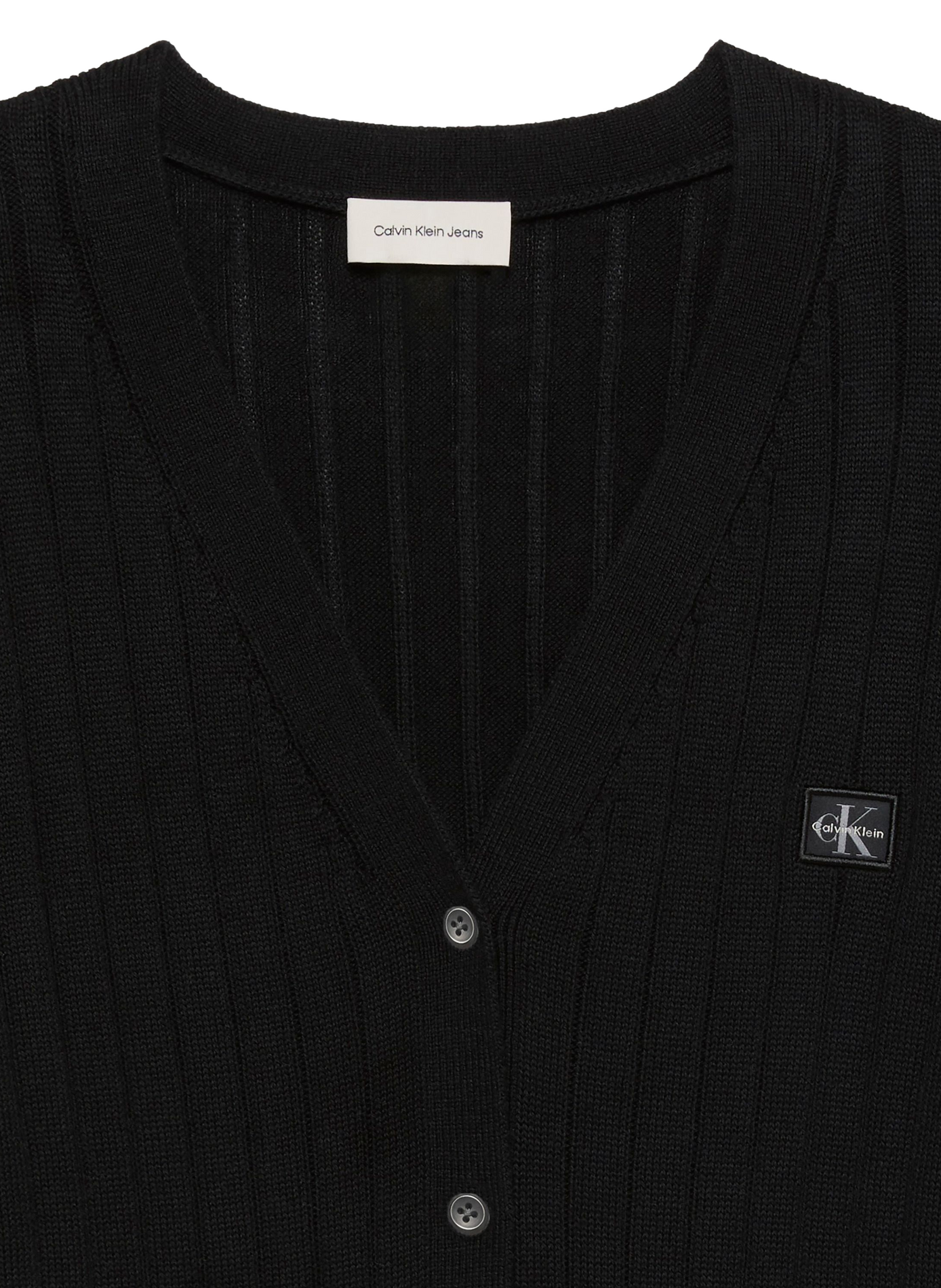 Ribbed cotton logo cardigan CALVIN KLEIN Black