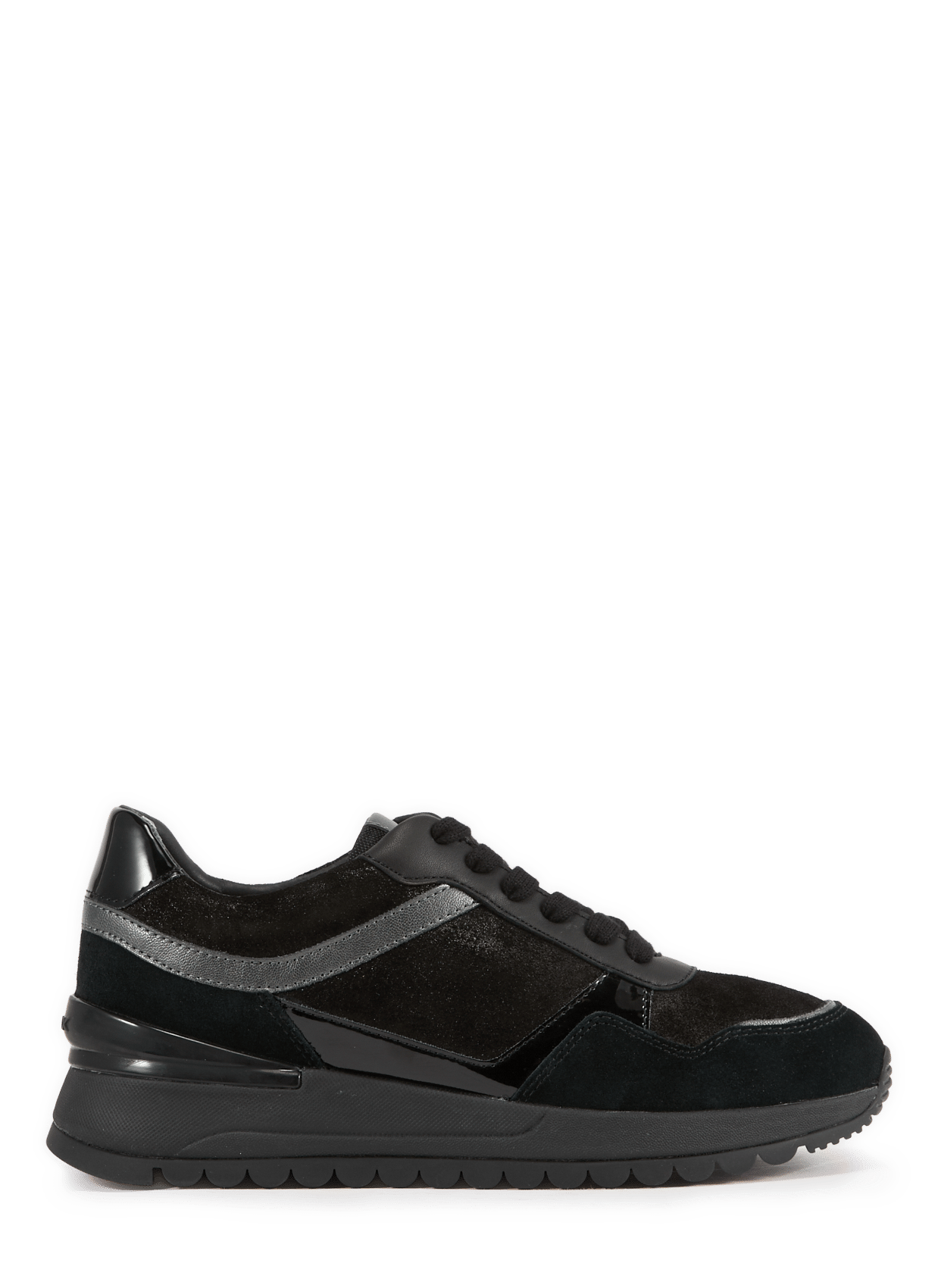 Low wedge sneakers in mixed leather GEOX Black