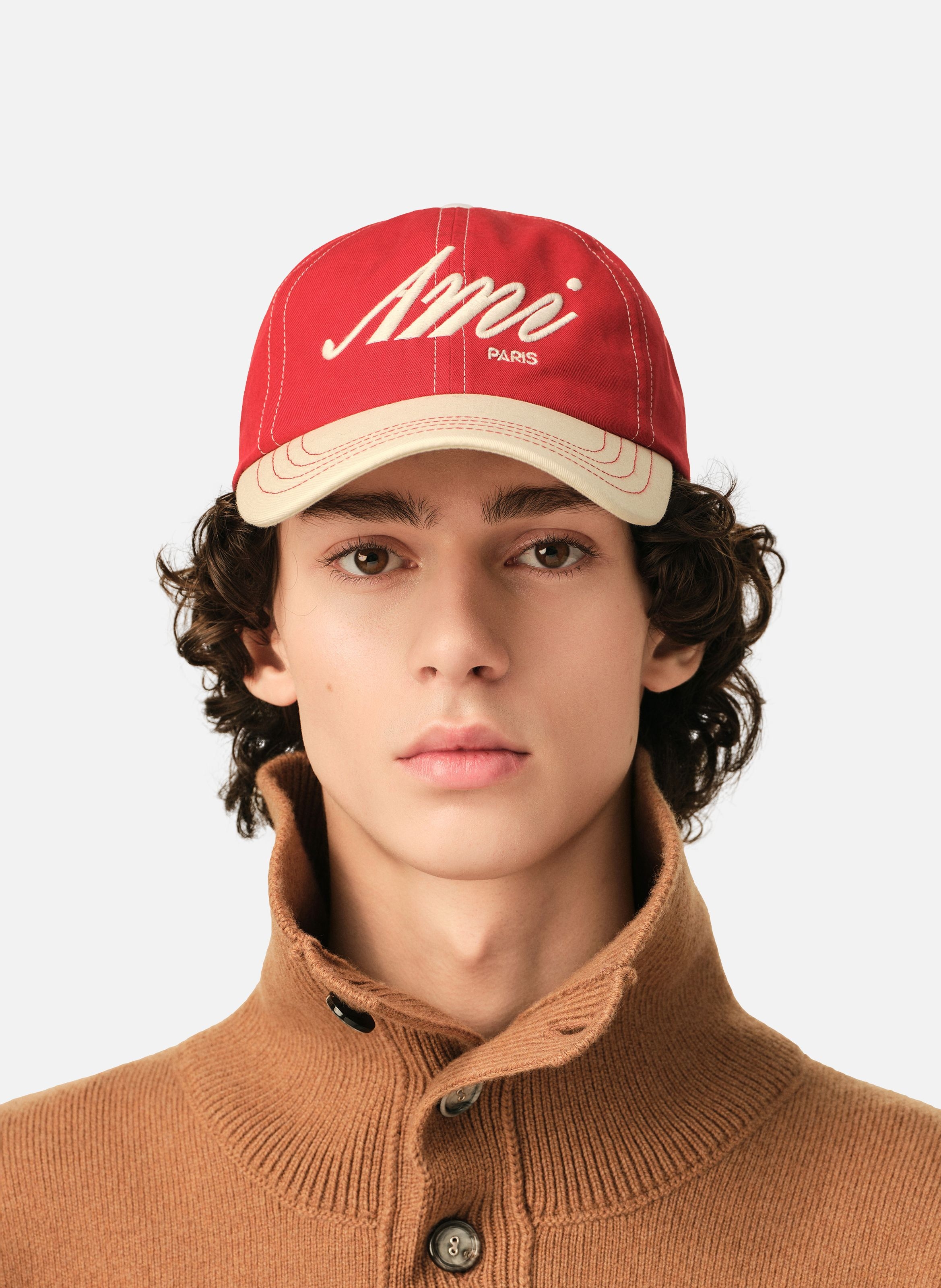 Casquette unisexe en coton broderie ami paris AMI PARIS Rouge