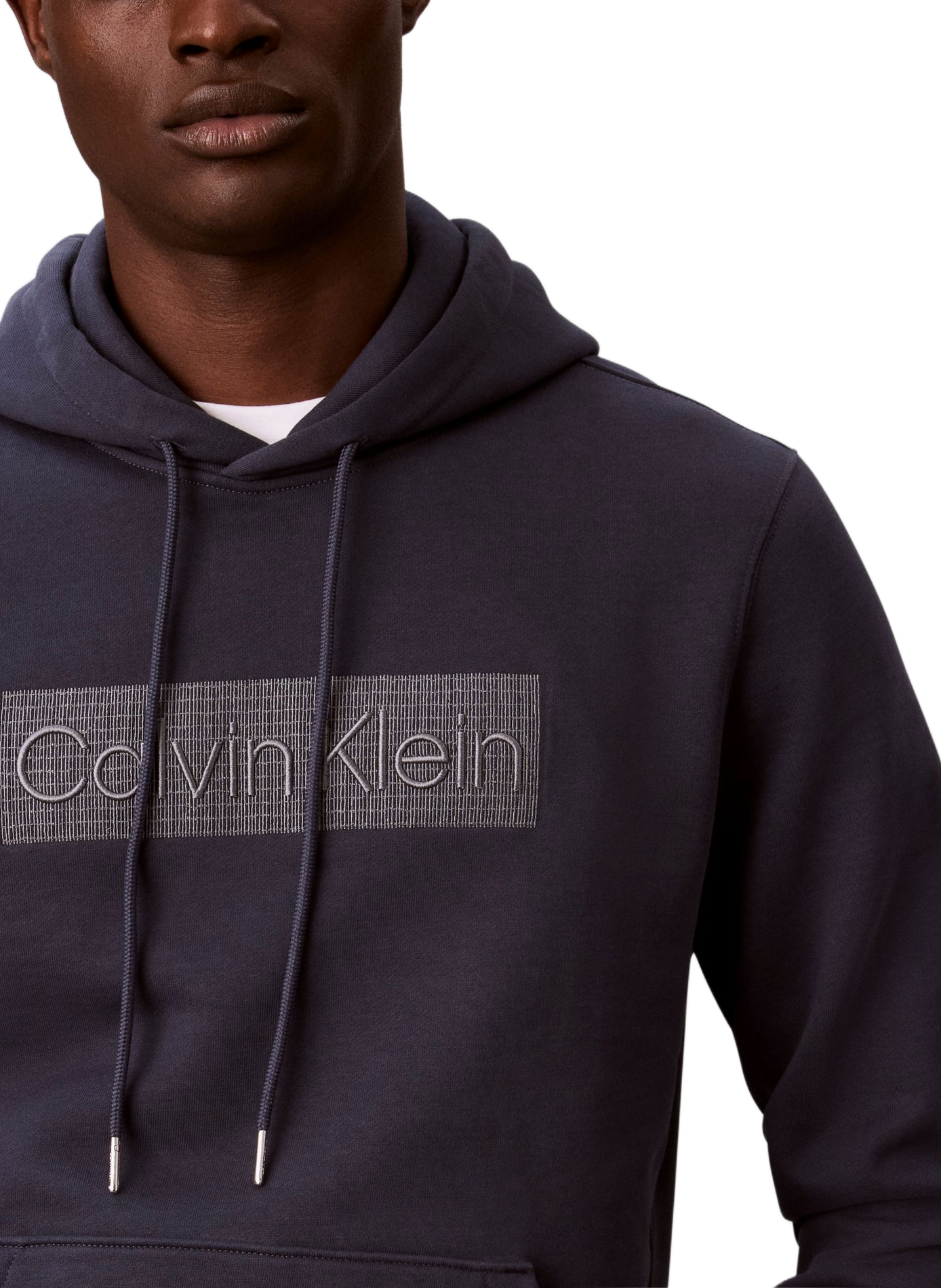 Straight logo sweatshirt in blended cotton. CALVIN KLEIN Blue