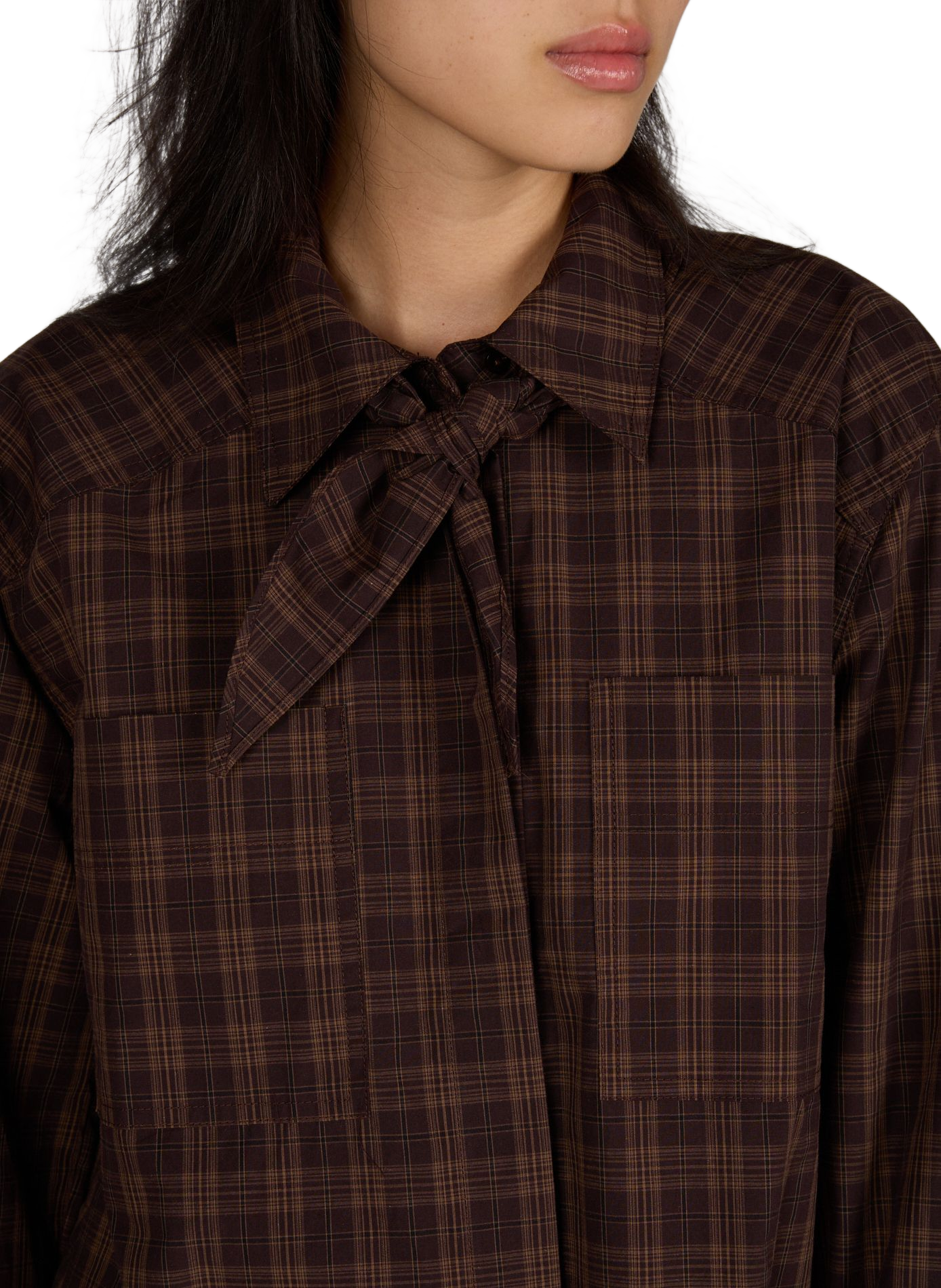 Bluse ROURONA mit Baumwollschal ROUGE EDIT Braun