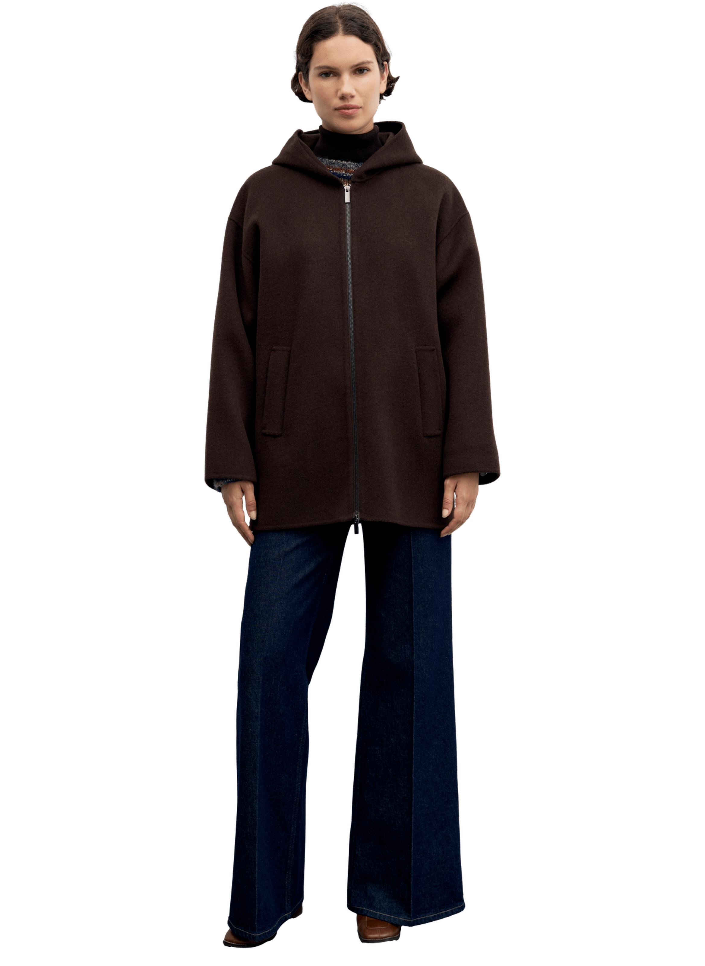 Manteau à capuche en laine double face - alva GERARD DAREL Marron