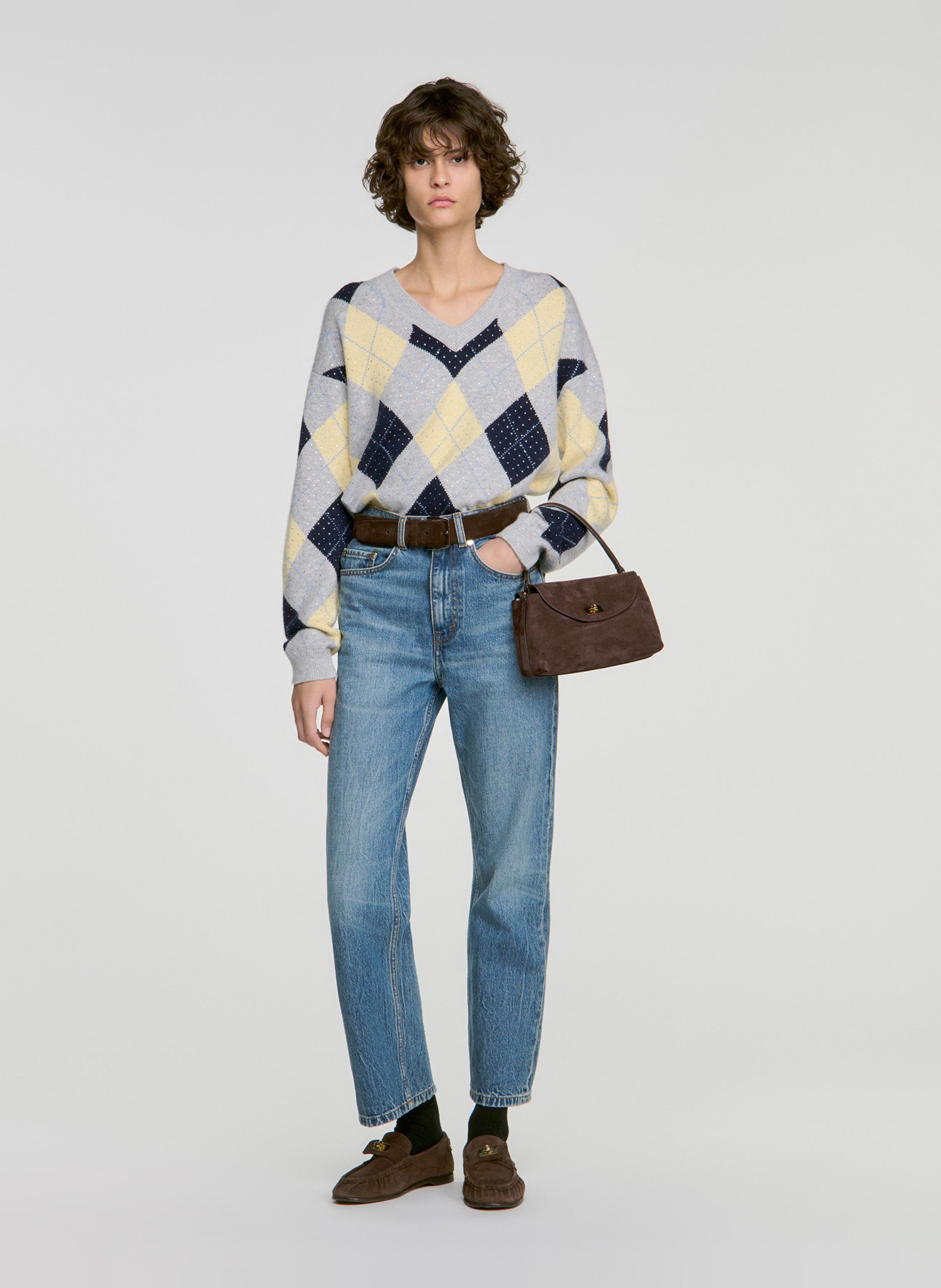 Pull oversize en laine SANDRO Gris