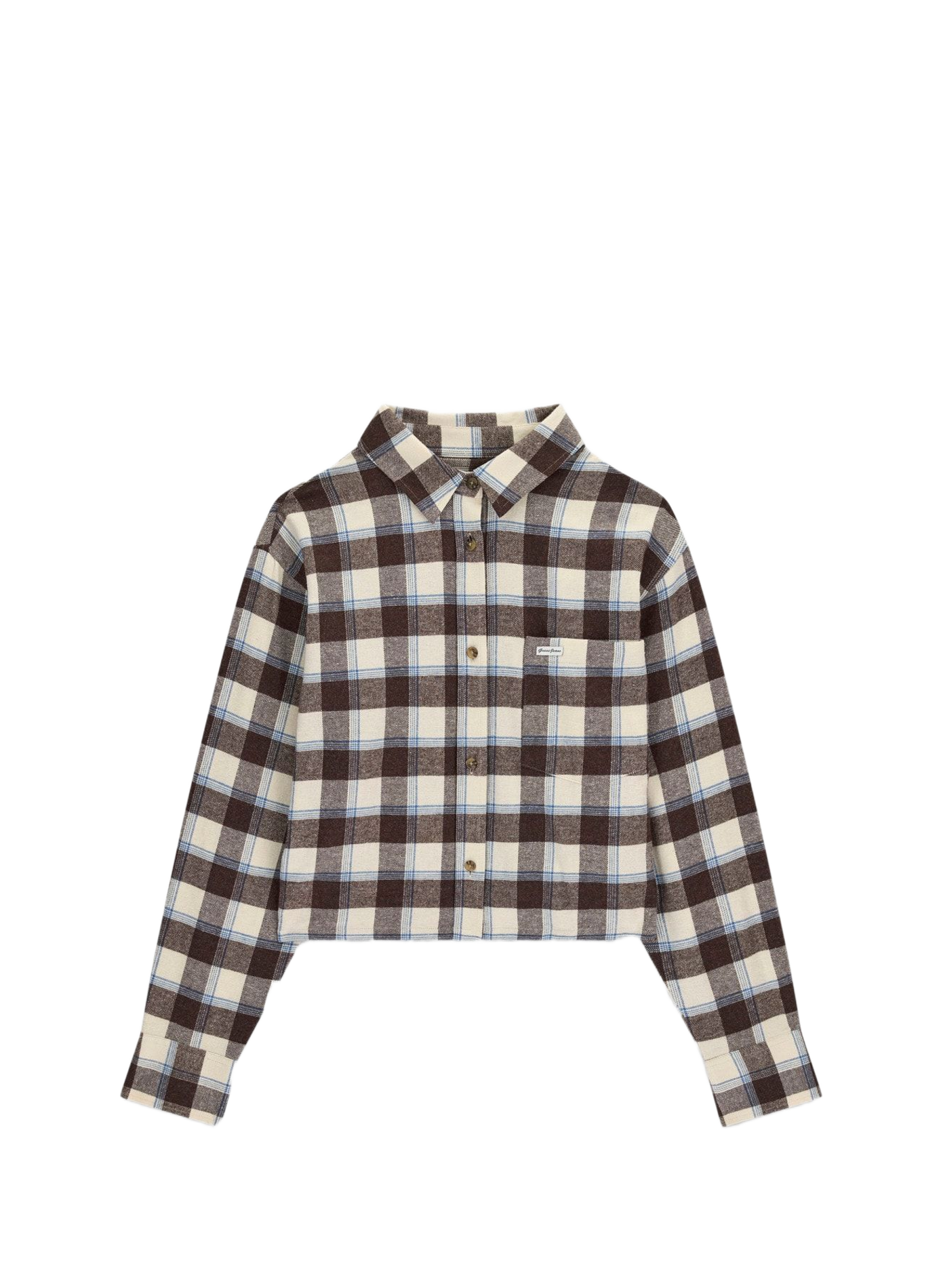 Short plaid cotton shirt GUESS Brown