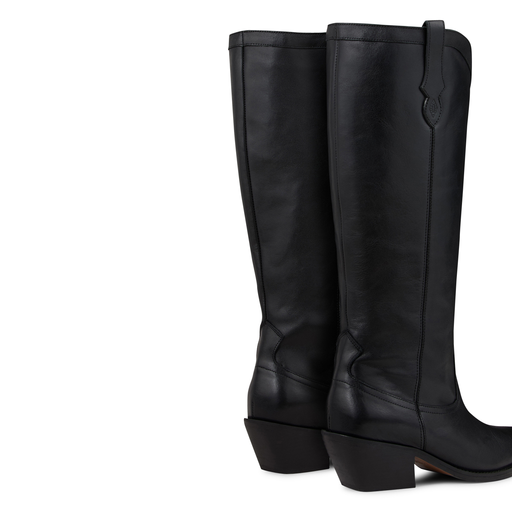 Bottines mi-hautes unies en cuir high cowby BA&SH Noir
