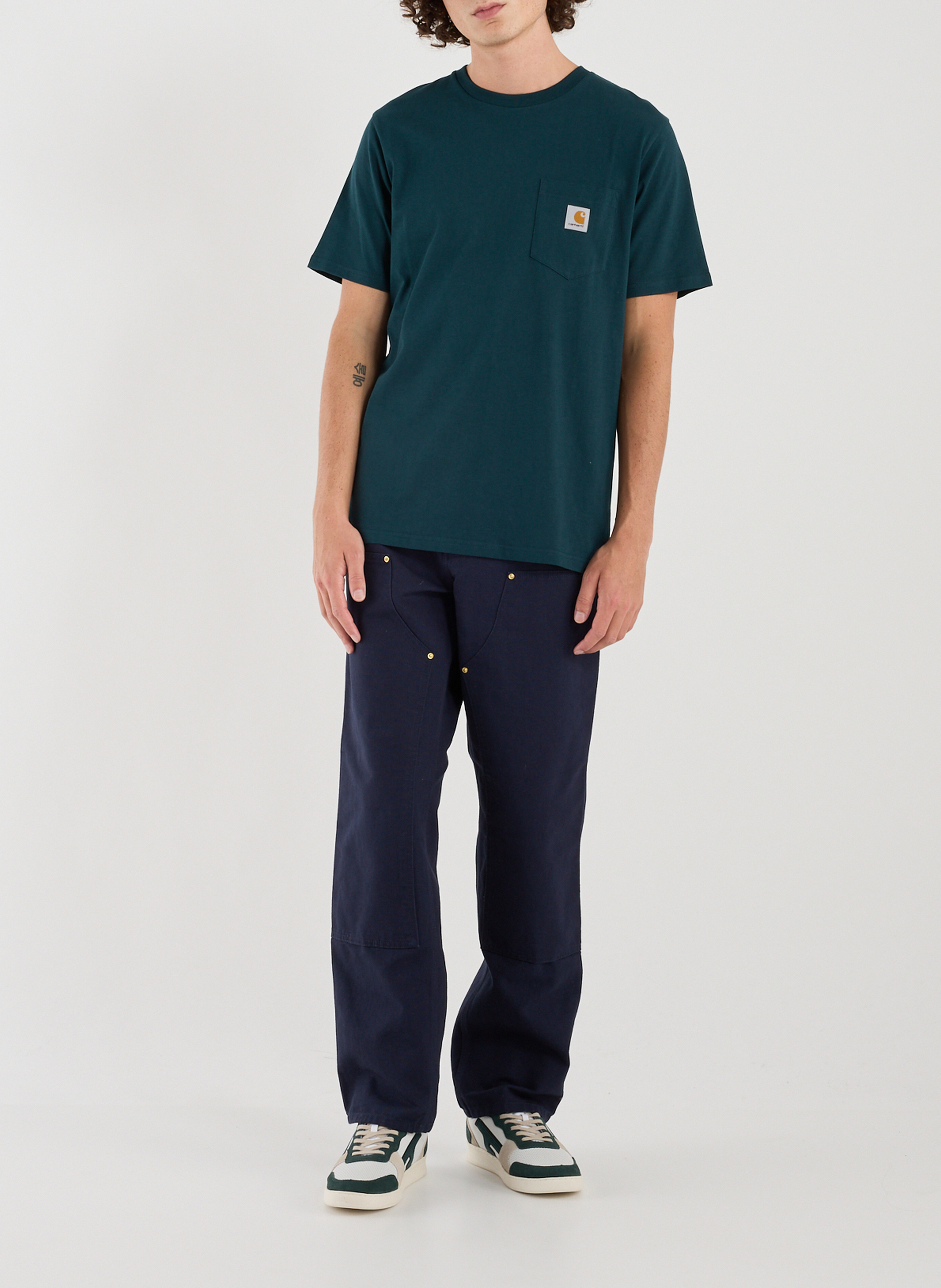 Pantaloni diritti in cotone unito CARHARTT WIP Blu