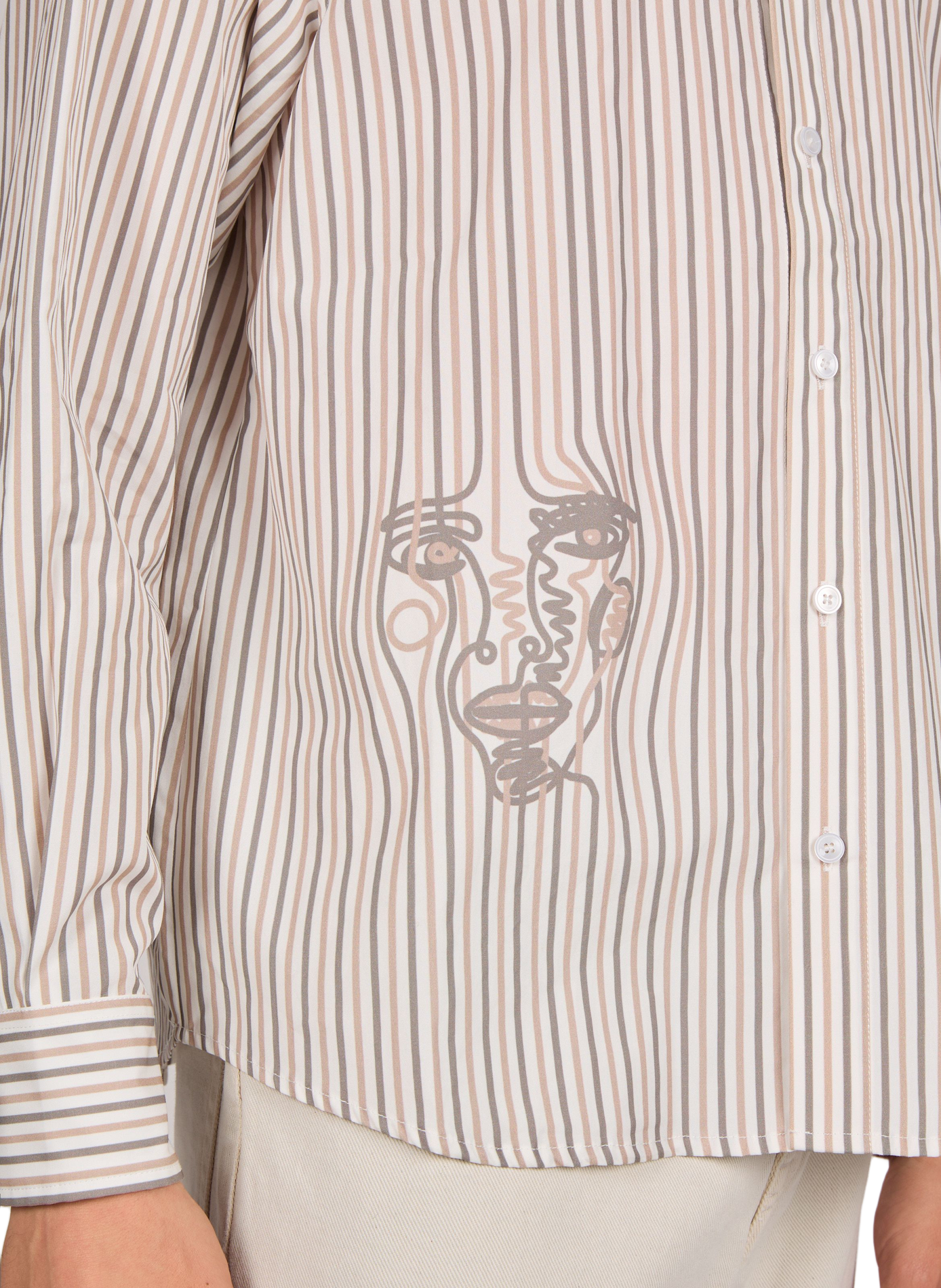Long-sleeved striped cotton shirt KIDSUPER White