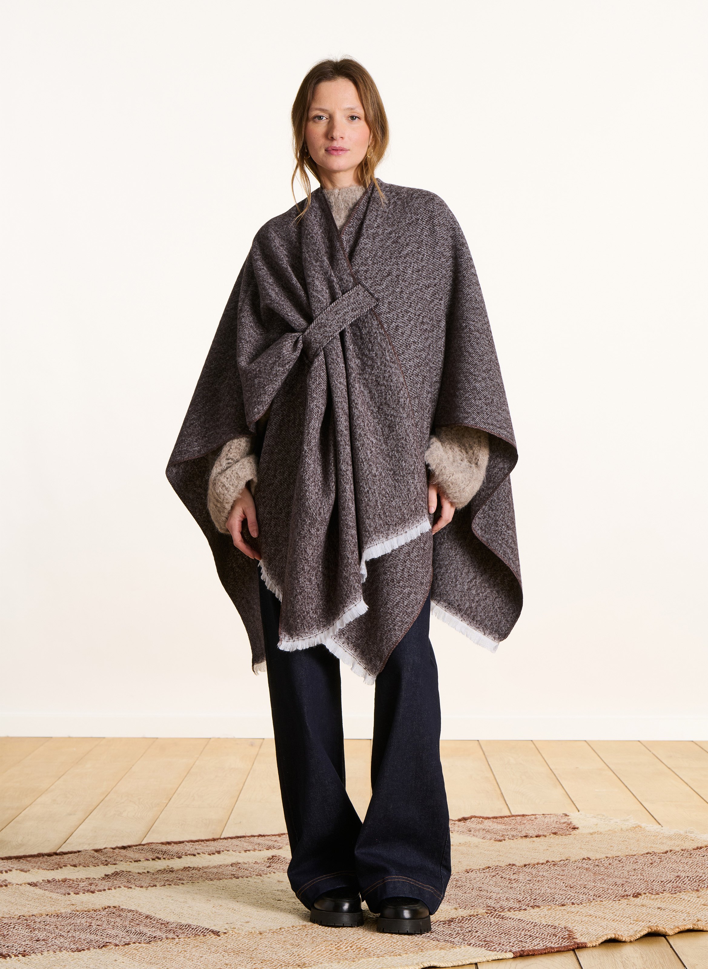 Oversized poncho LA FEE MARABOUTEE Bruin