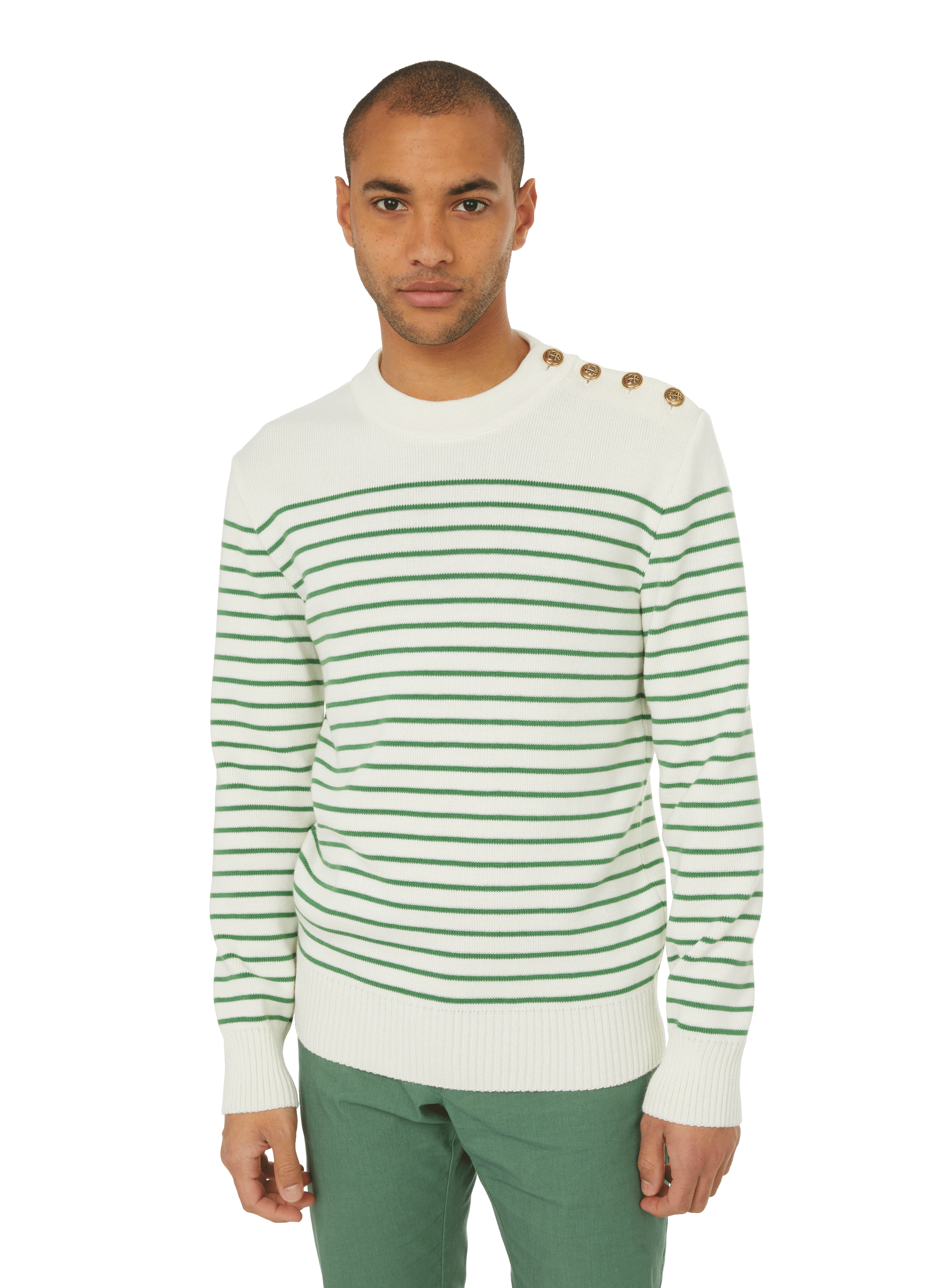 AU PRINTEMPS PARIS Merino wool-blend sailor jumper Green