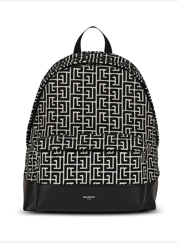 Sac à dos en jacquard monogramme Noir by BALMAIN BALMAIN Sac à dos en jacquard monogramme Noir