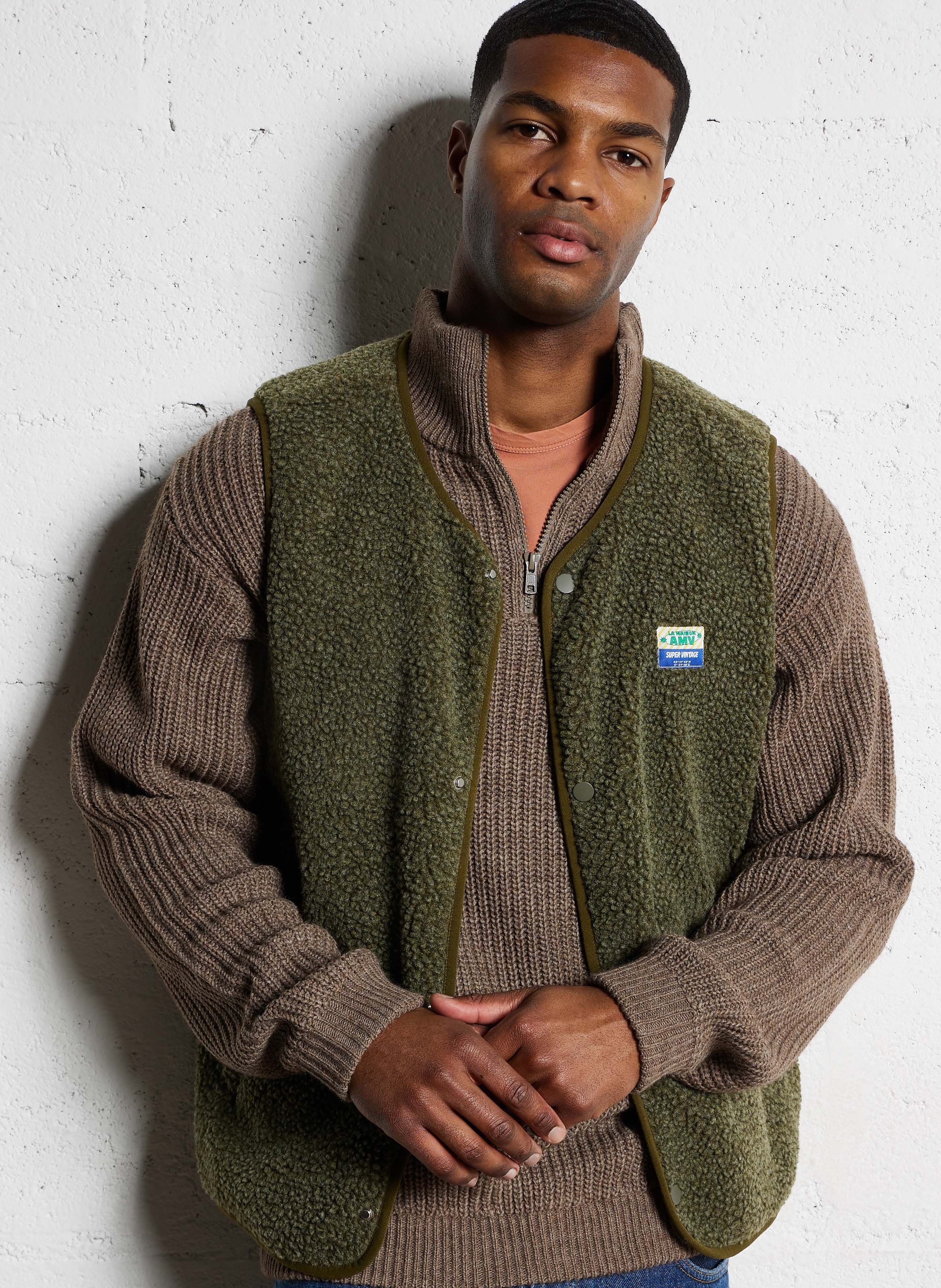 Veste col rond en sherpa hoktown AMERICAN VINTAGE Vert