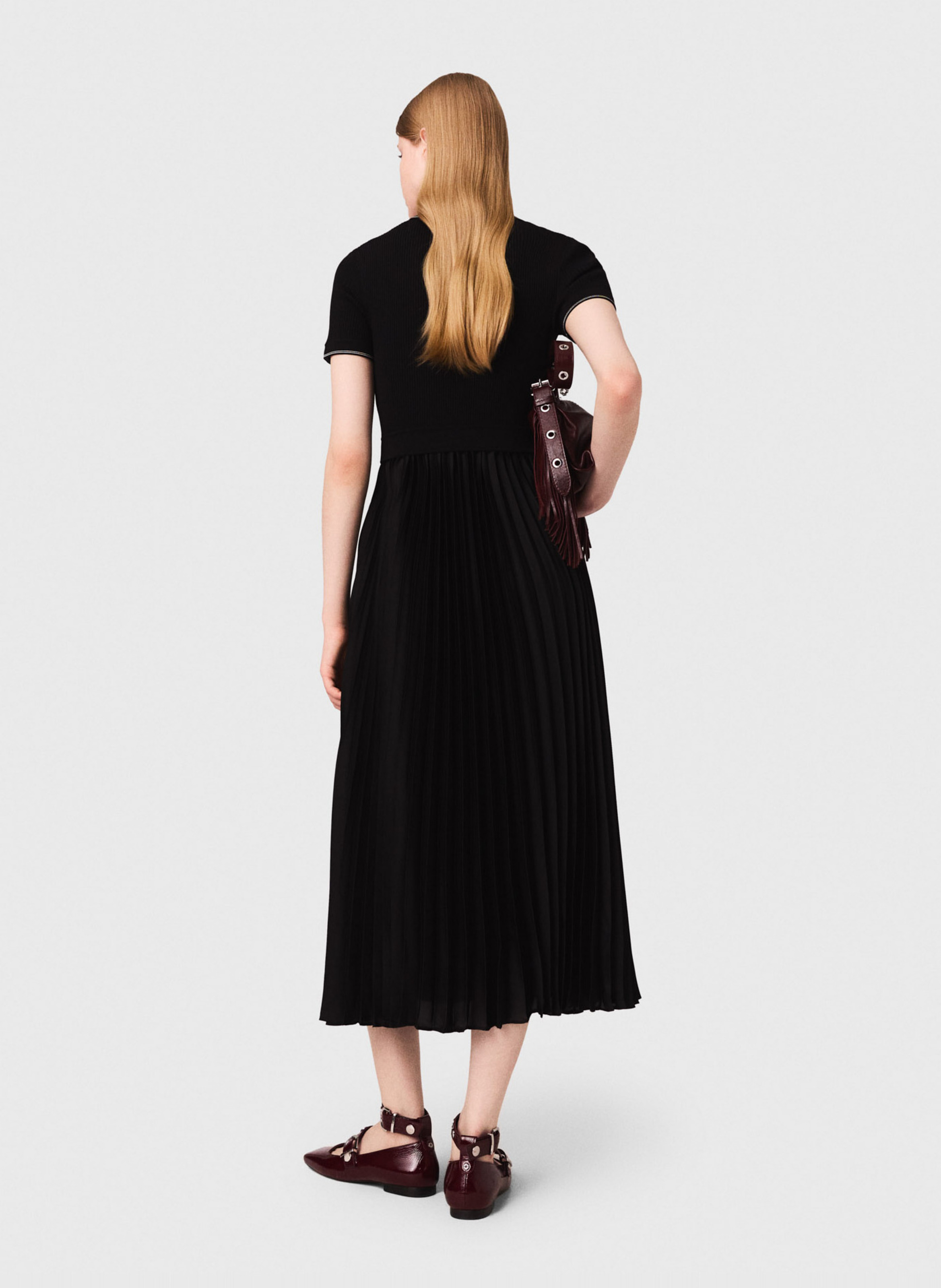 Robe longue col polo MAJE Noir