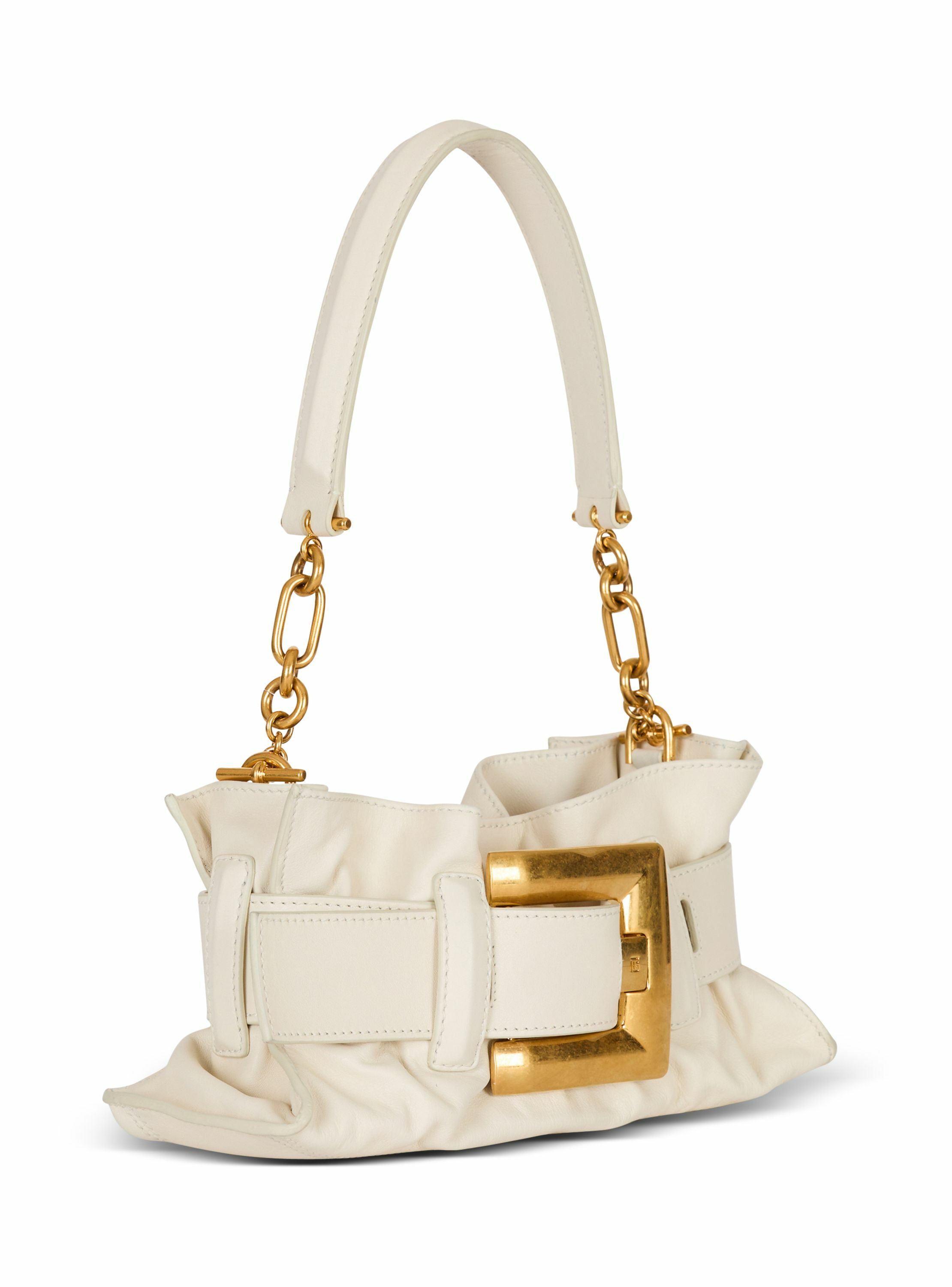Sac anthem mini shoulder en cuir BALMAIN Blanc