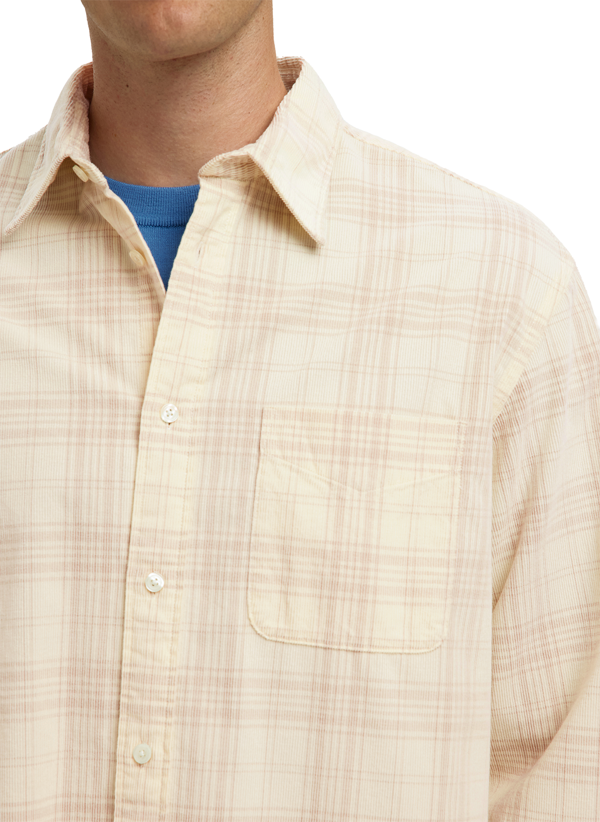 Chemise col classique à carreaux en coton SELECTED Beige