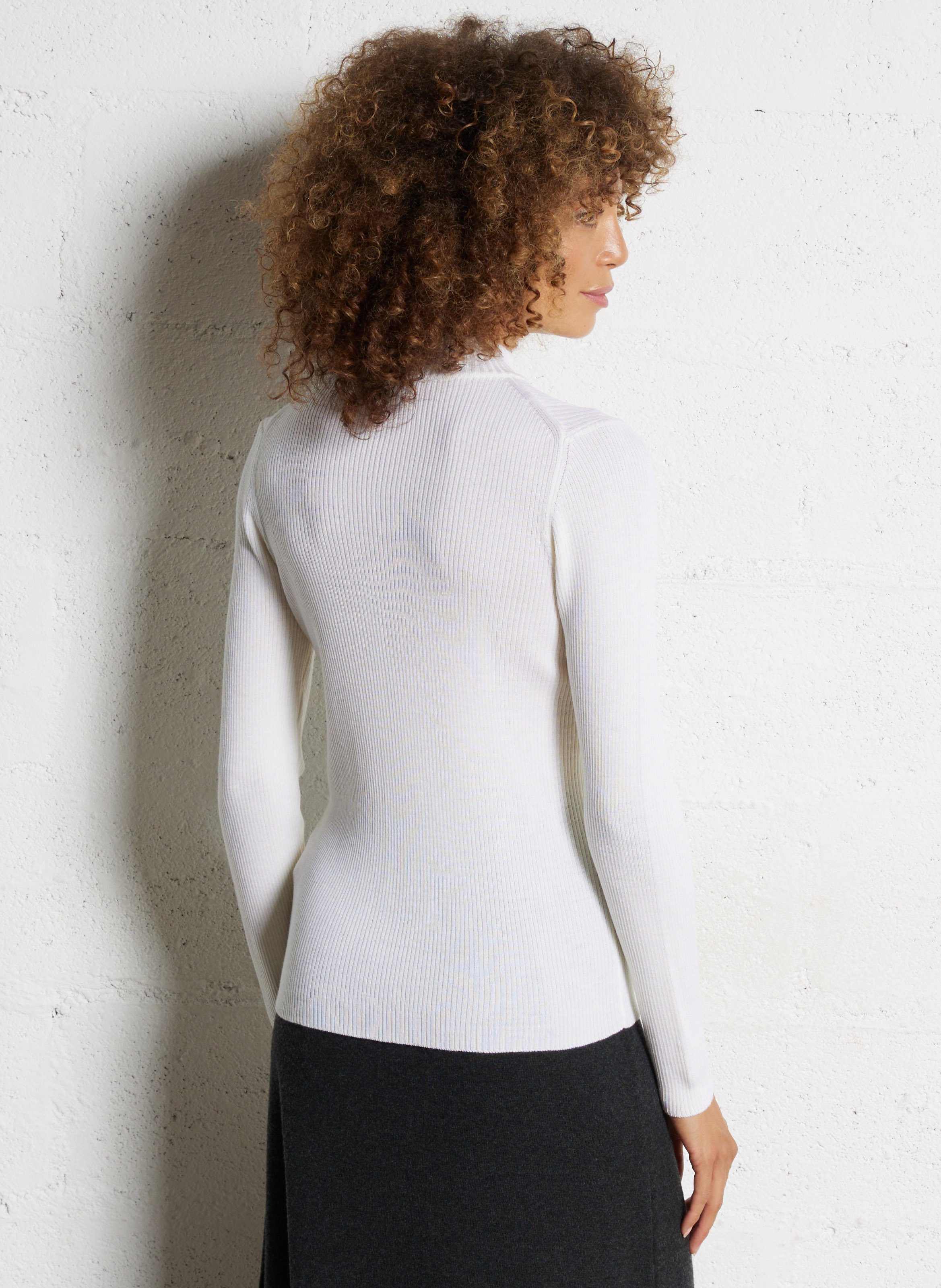 Pull col montant côtelé en laine combourg ARMOR-LUX Beige