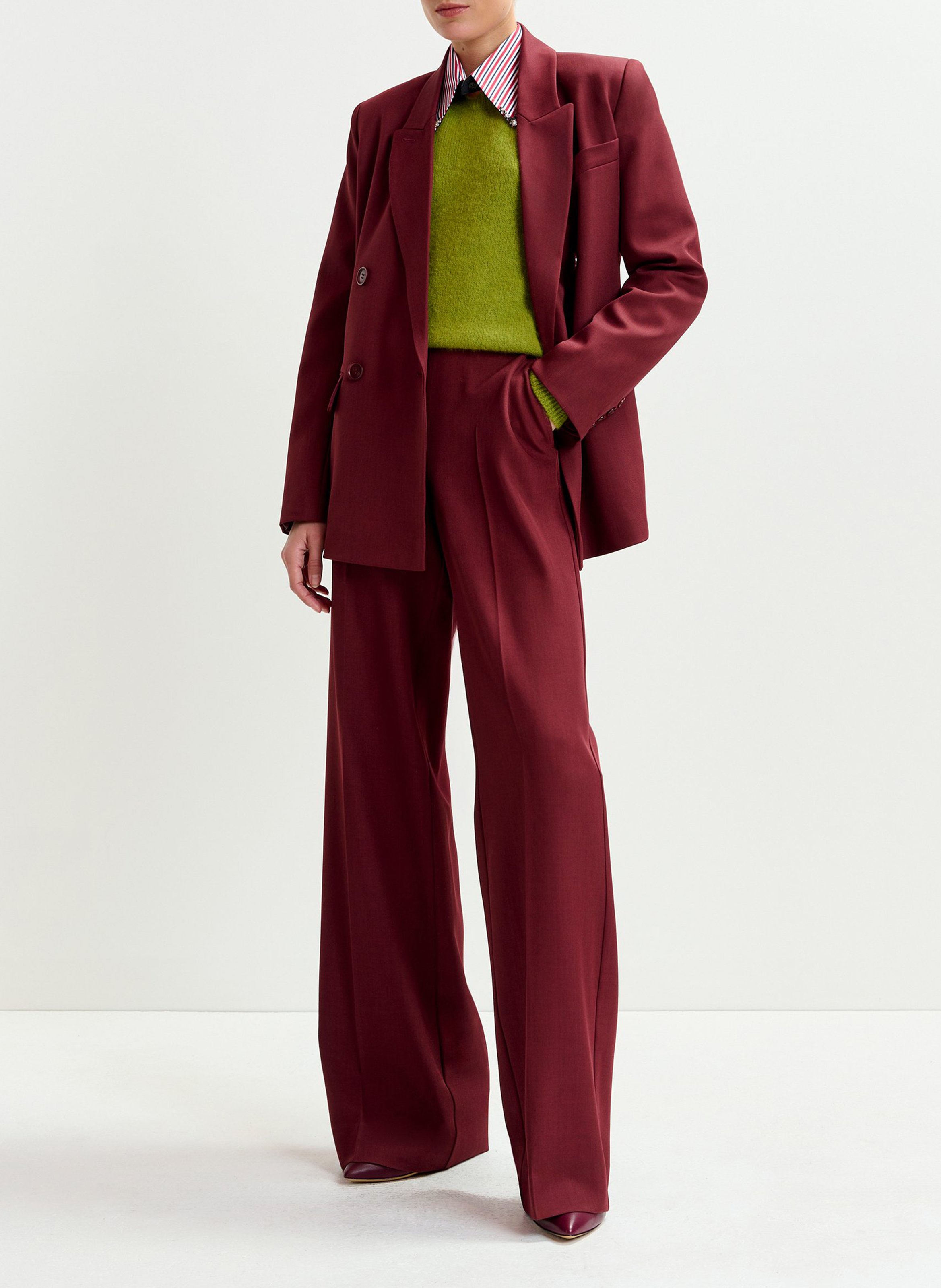 Pantalon tailleur taille haute uni izi ESSENTIEL ANTWERP Rouge