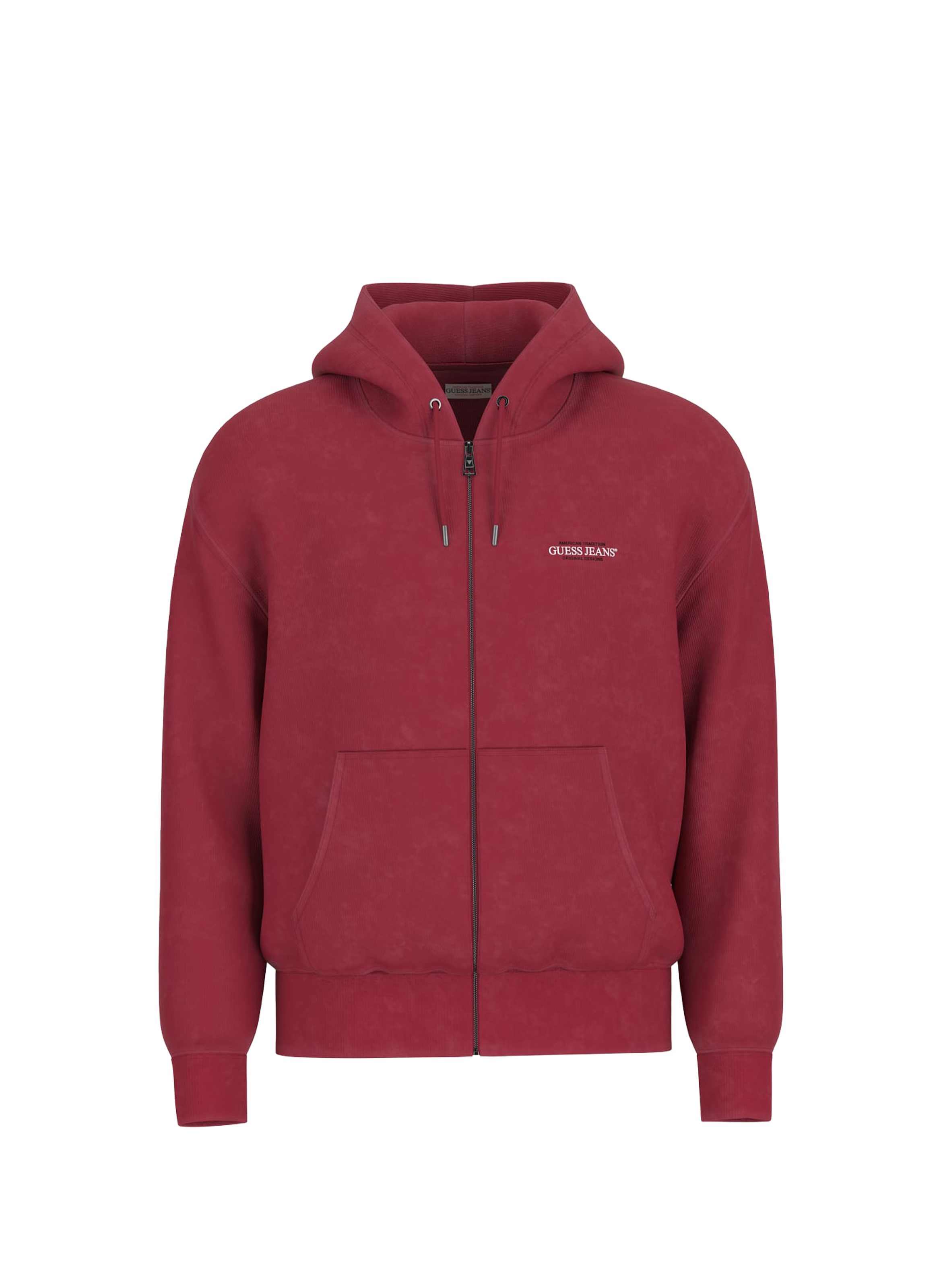 GUESS Hoodie à glissière en coton Rouge