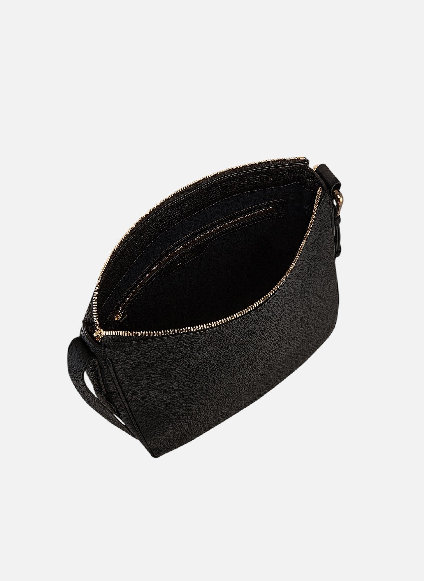 Sac hobo moyen modèle madeleine en cuir de taurillon grainé LE TANNEUR Noir