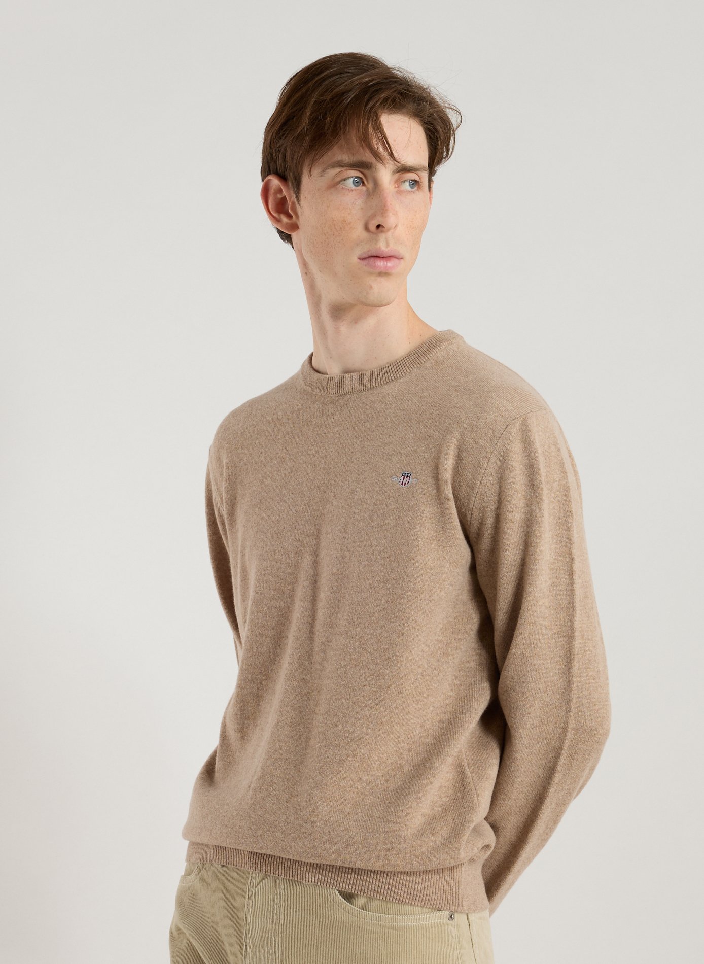 GANT Pull col rond en laine Beige