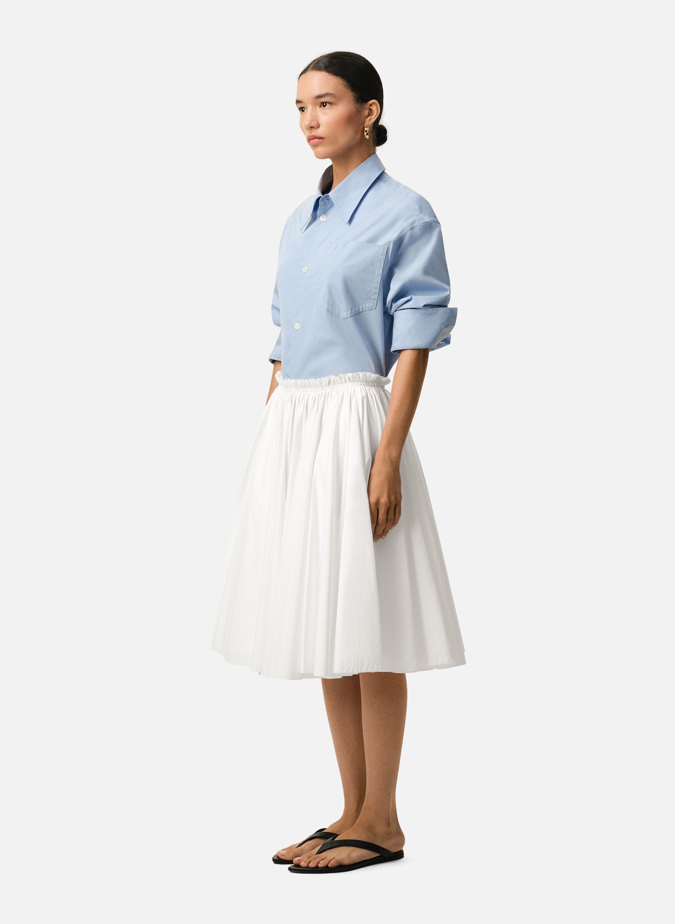 Jupe corolle midi en coton AMI PARIS Blanc