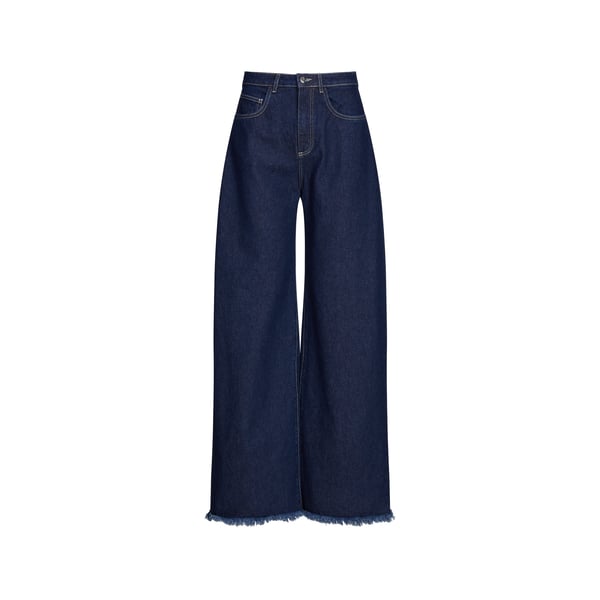 Jean large effiloché en coton Jean large effiloché en coton