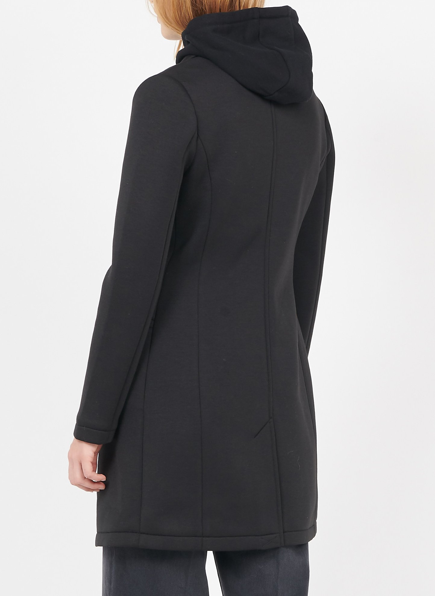Manteau mi-long col tailleur à capuche IKKS Noir