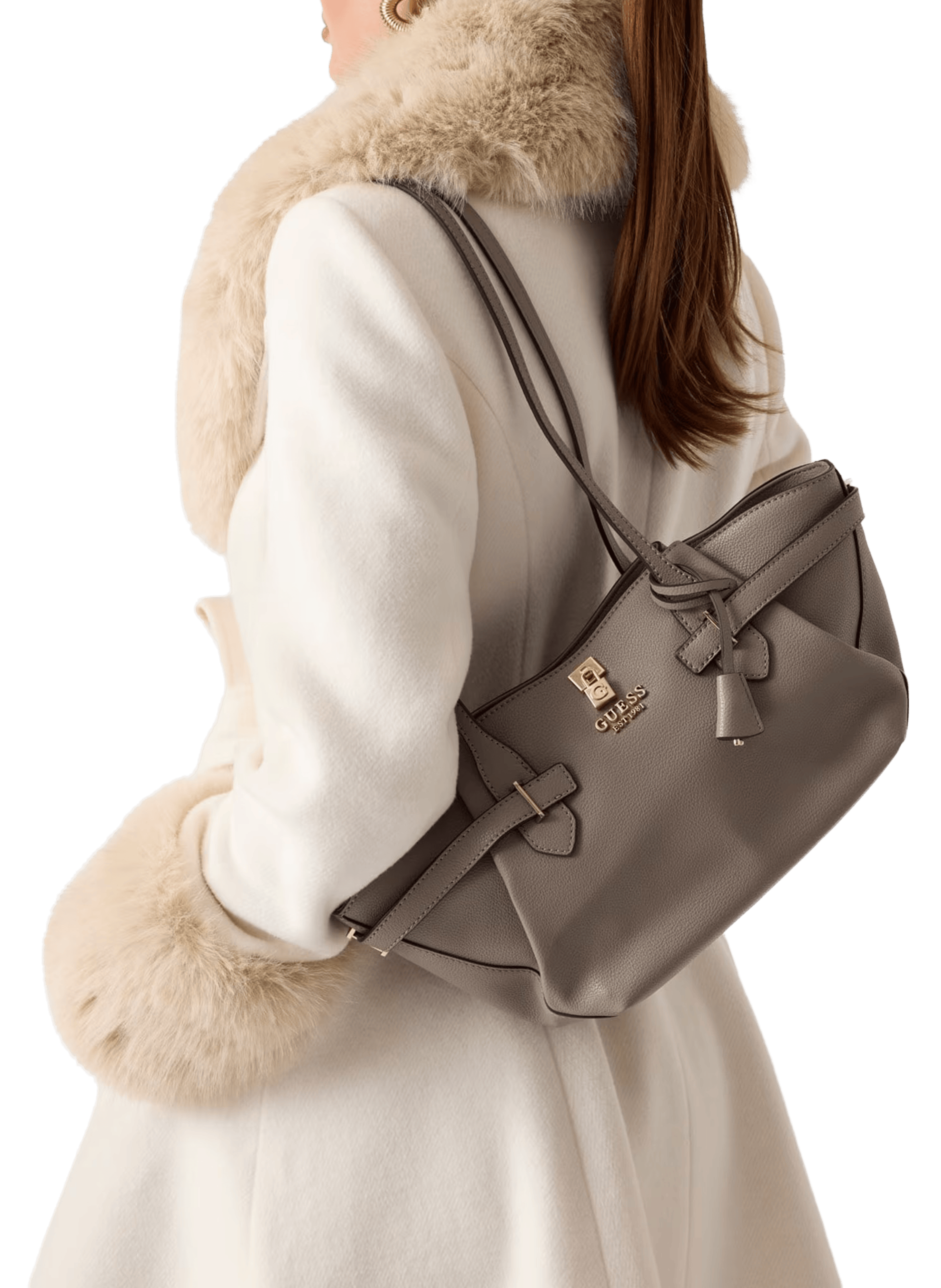 Shoulder bag with leather effect GUESS Beige