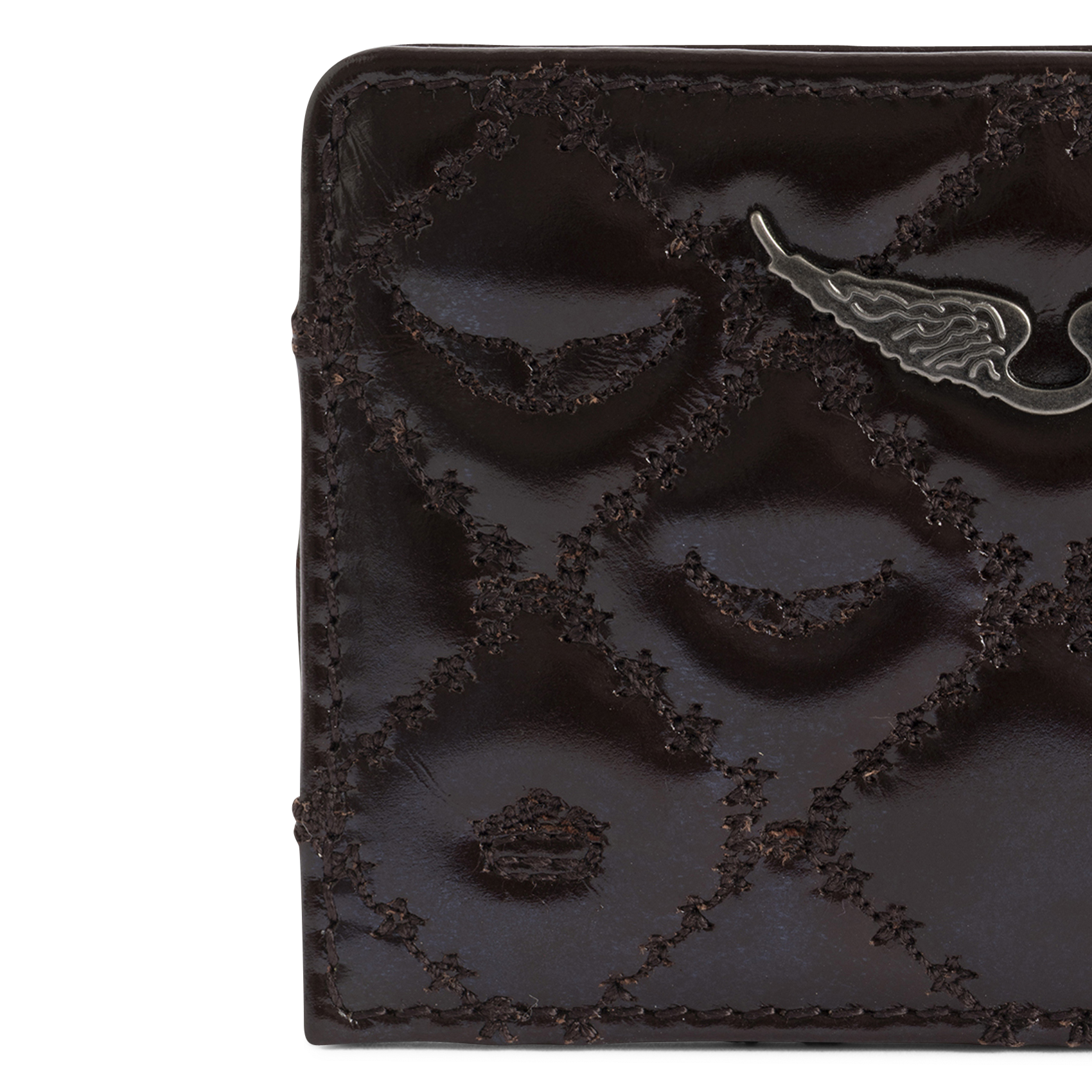 Porte-cartes en cuir verni zv pass ZADIG&VOLTAIRE Marron