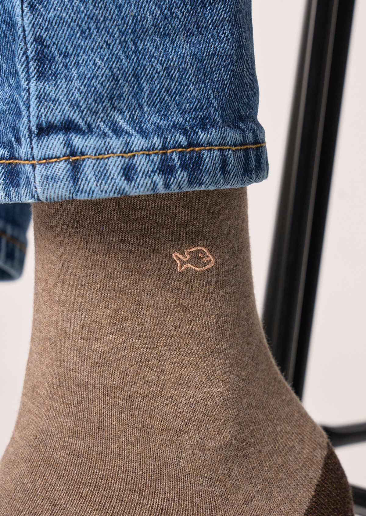 Chaussettes en coton peigné unies BILLYBELT Marron