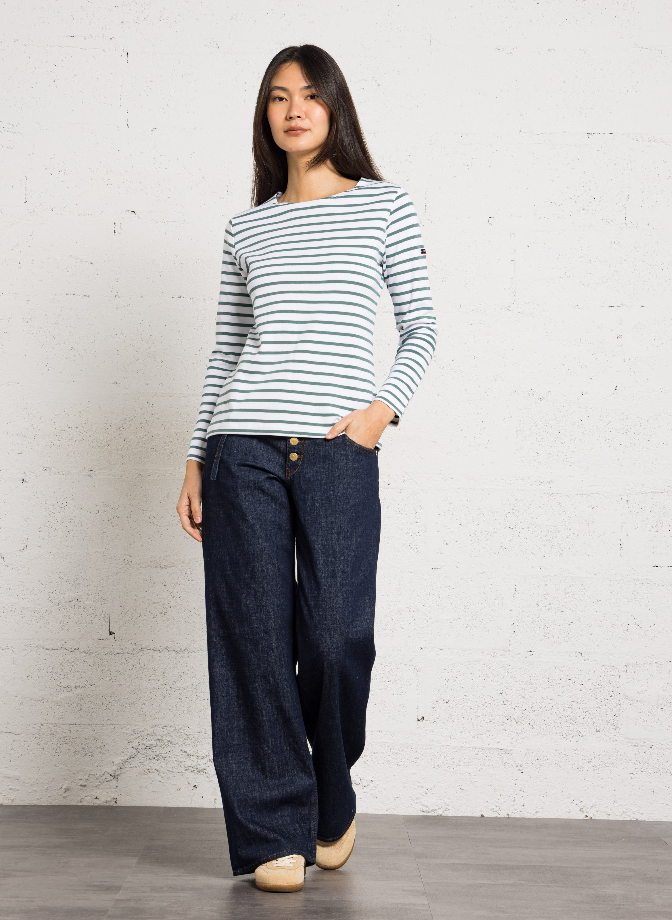 Marinière col rond en coton ARMOR-LUX Blanc