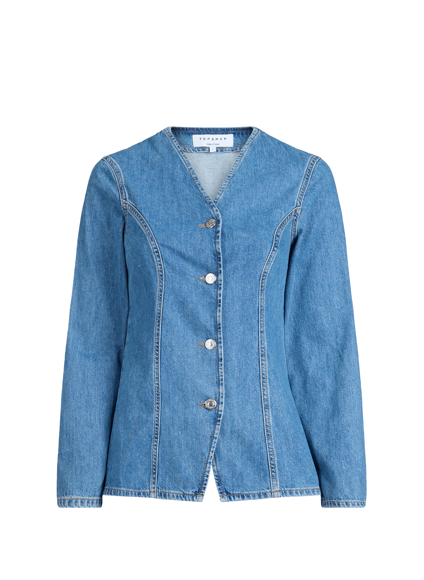 Chemise denim en coton TOPSHOP Bleu