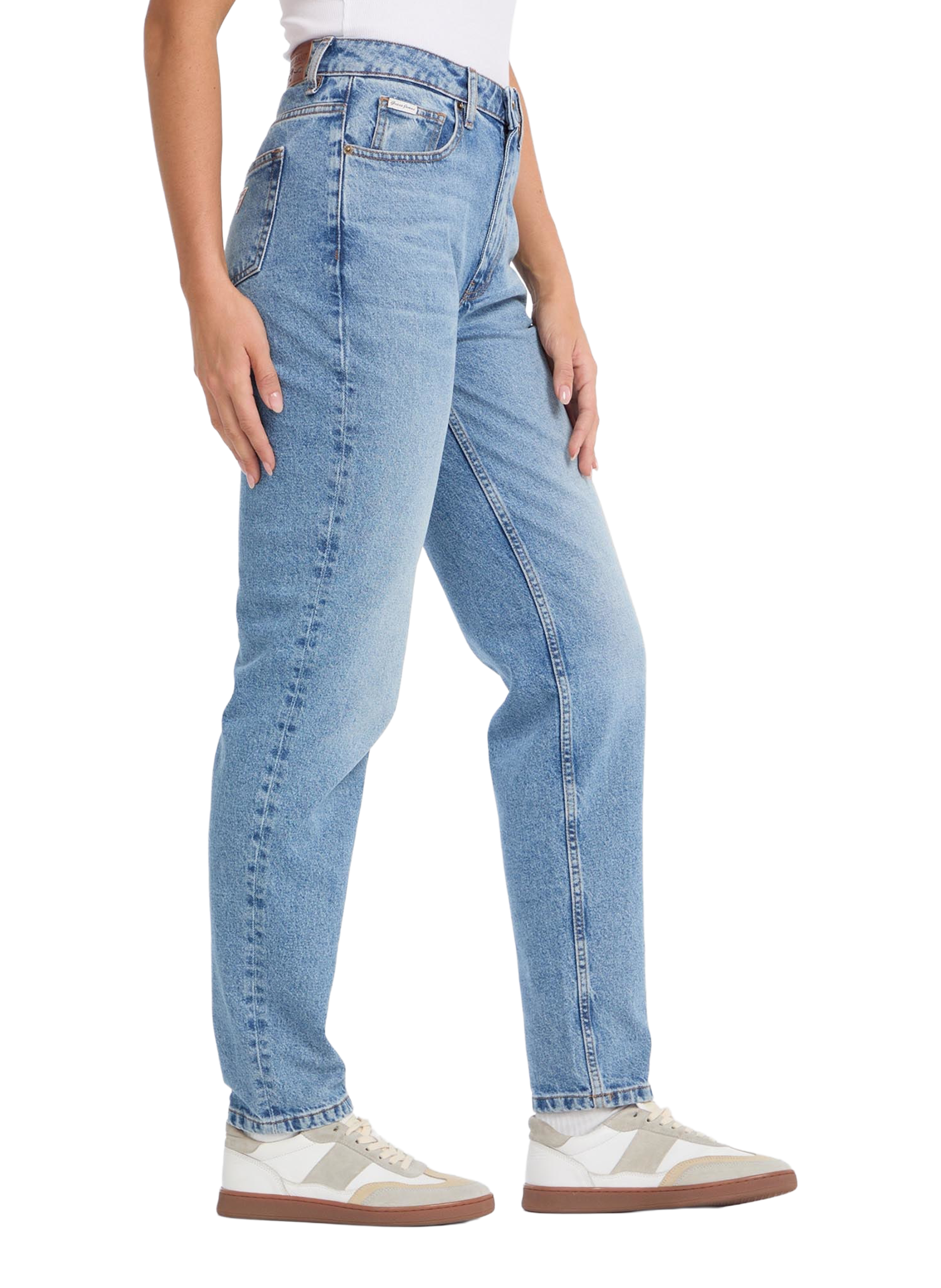 Washed denim boyfriend jeans in blended cotton GUESS Blue