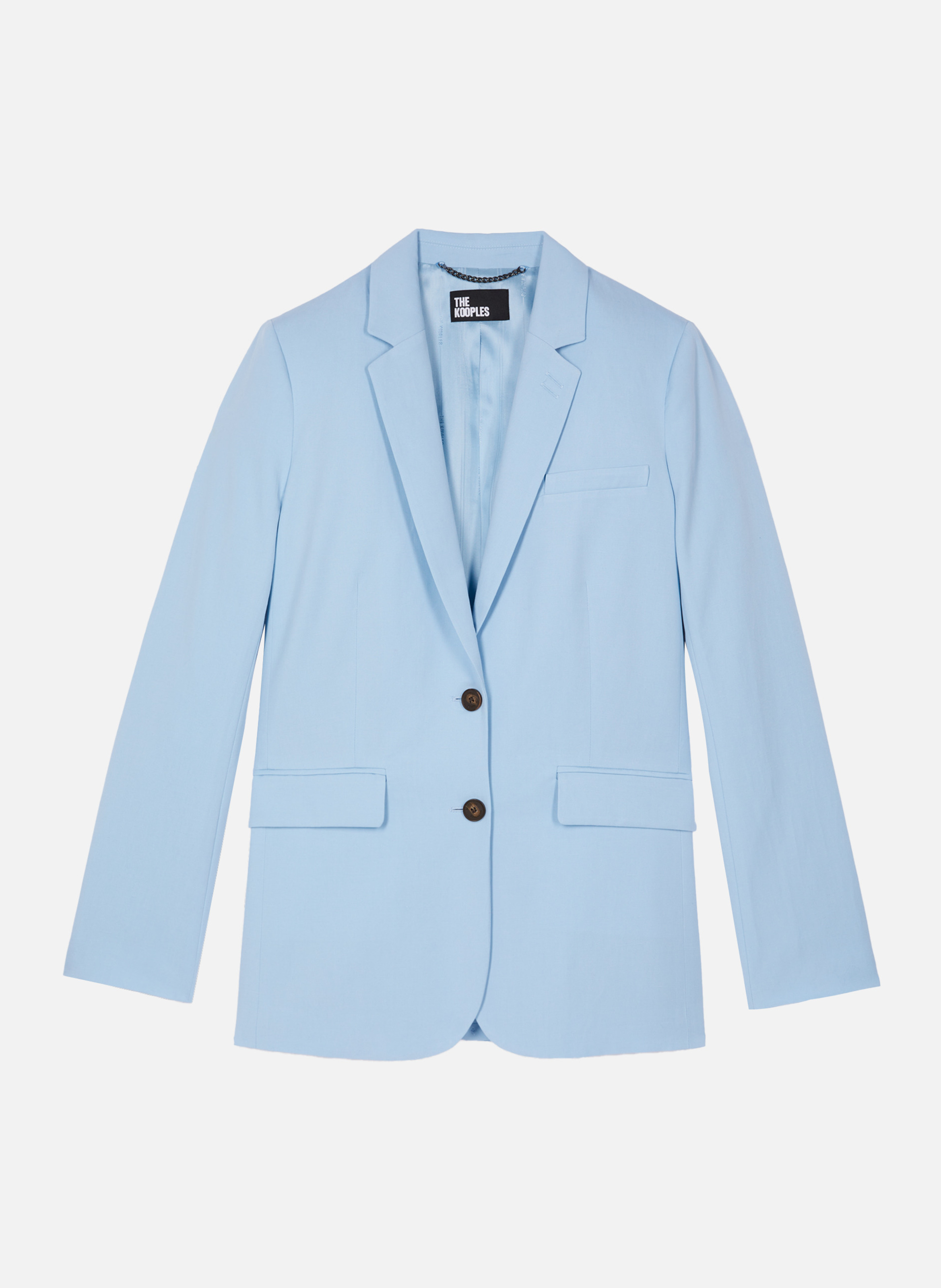 Veste de tailleur droite en lin et coton  Bleu clair