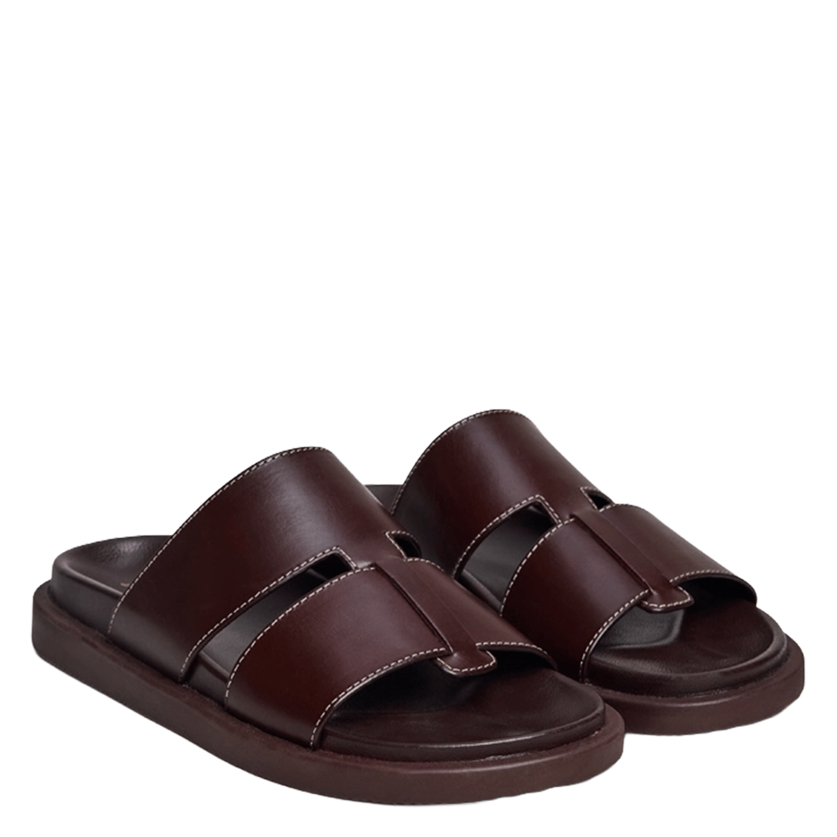 Mules compensées en cuir westminster JONAK Marron