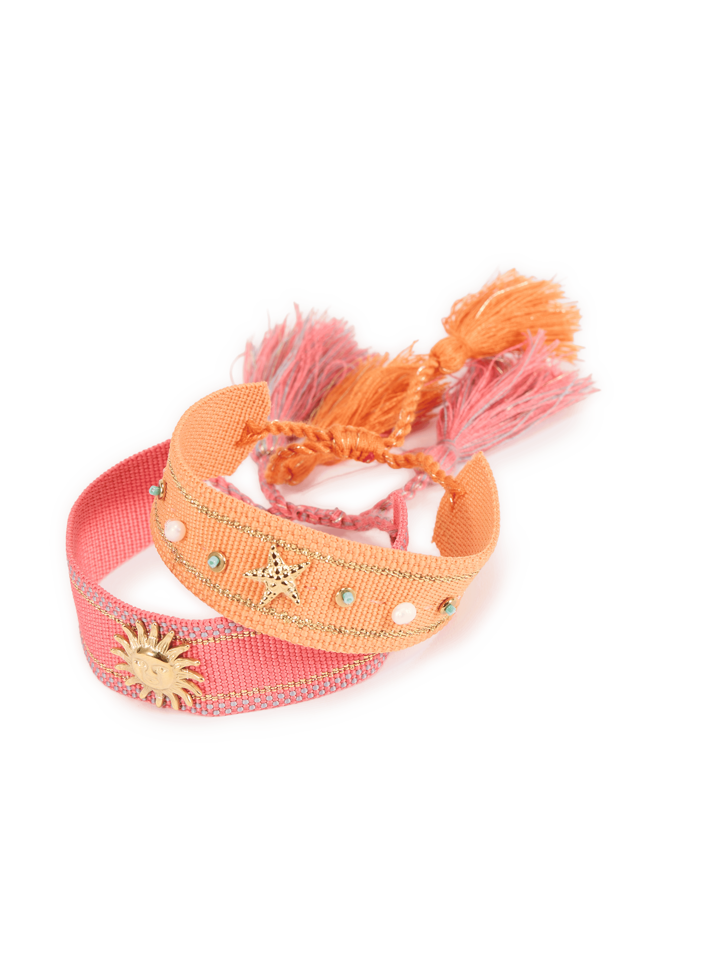 Lot de deux bracelets en tissu AU PRINTEMPS PARIS Rose