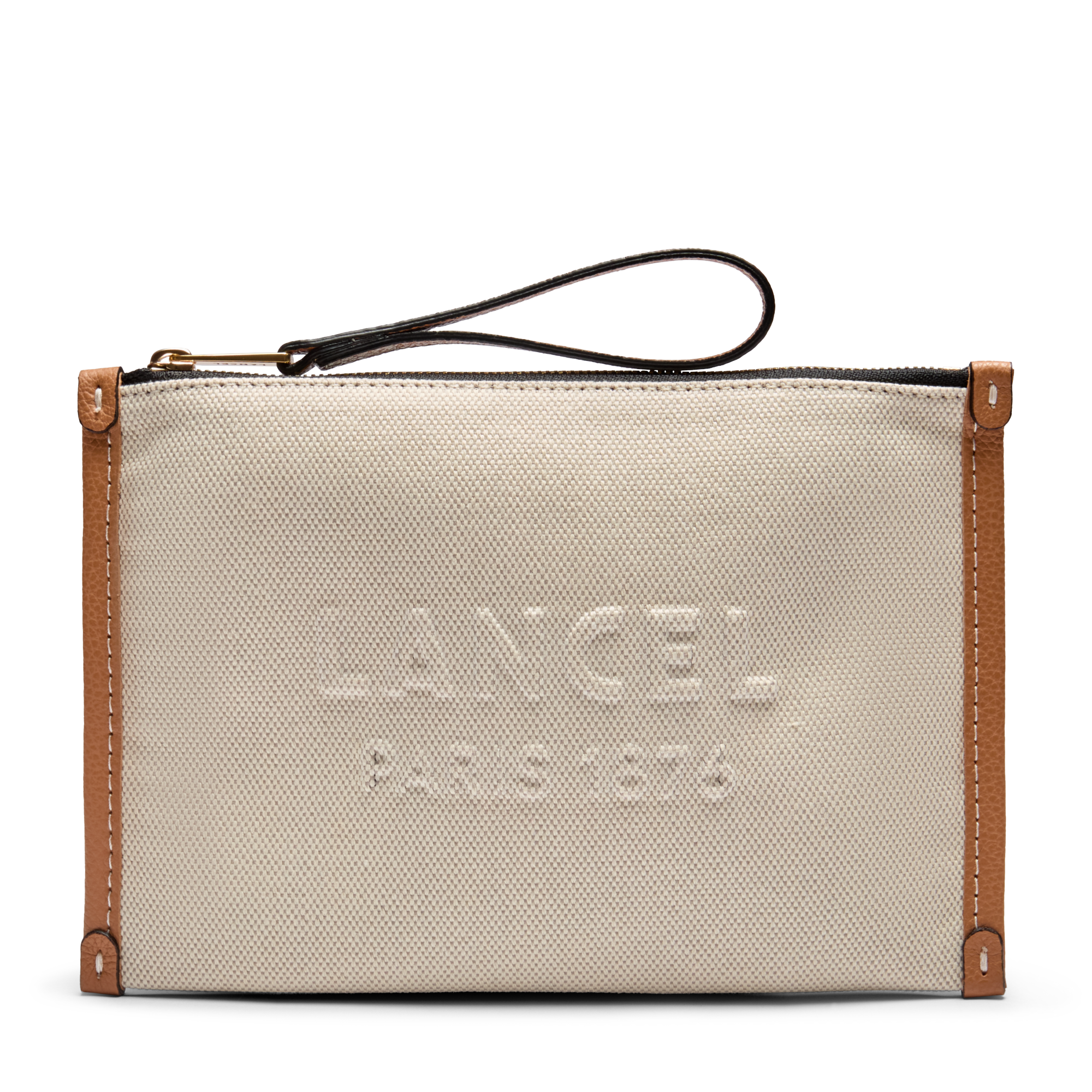 Pochette zippée s jour de lancel en coton LANCEL Marron