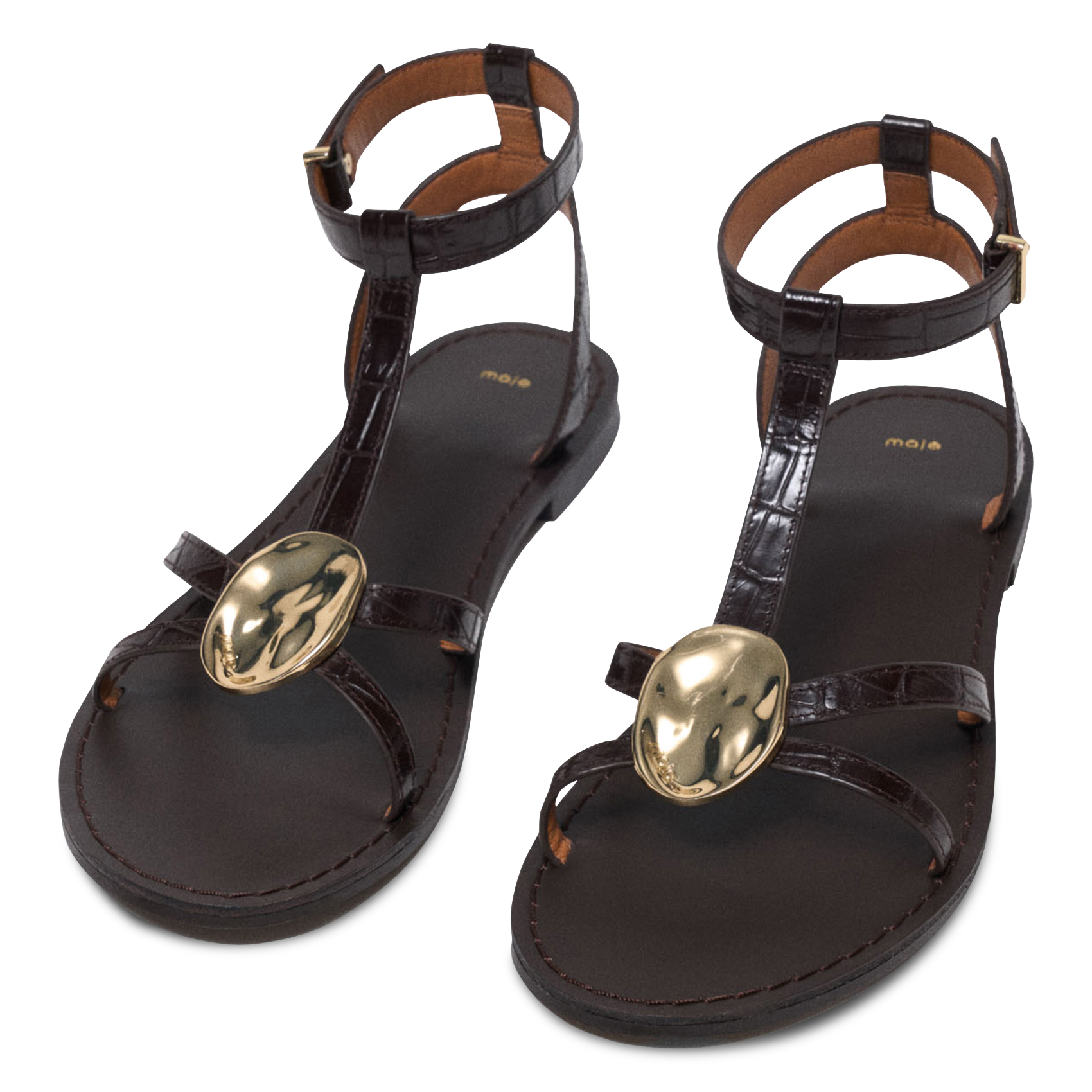 Sandales plates en cuir MAJE Marron