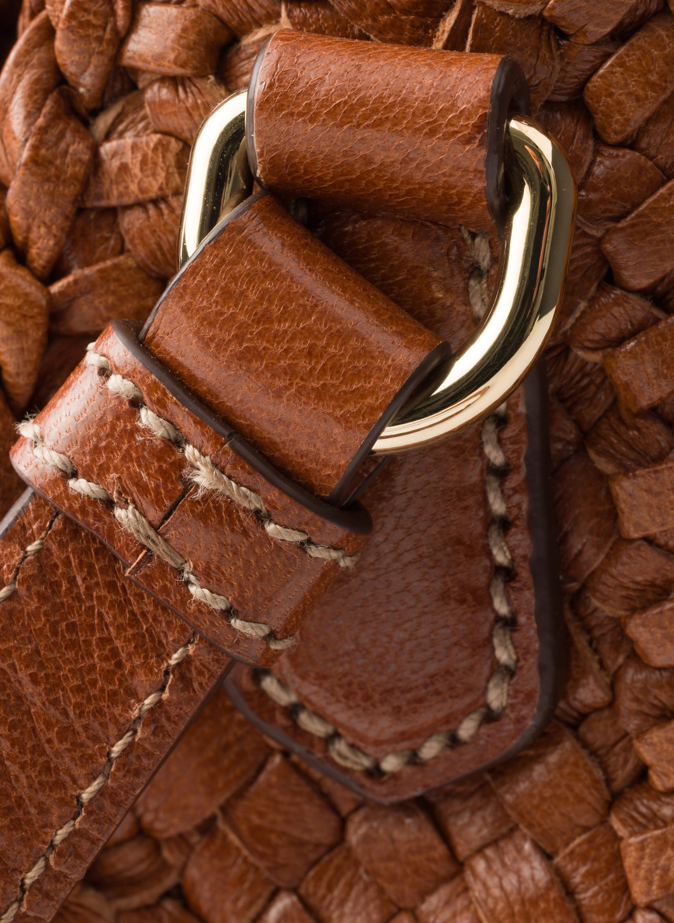 Mini sac à bandoulière en cuir tressé PRADA Marron