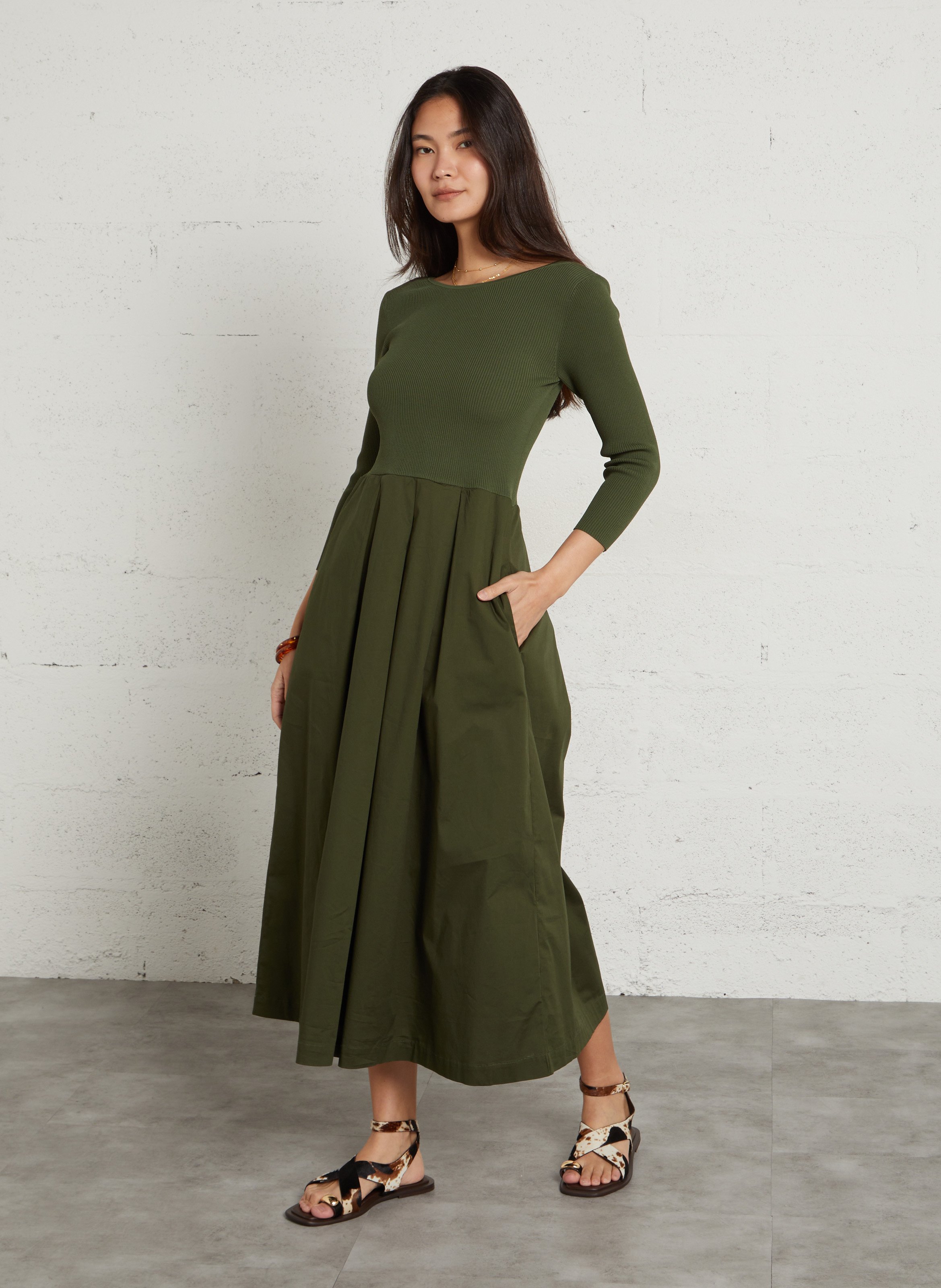 Robe ample manches 3/4 unie blondie MAISON 123 Kaki