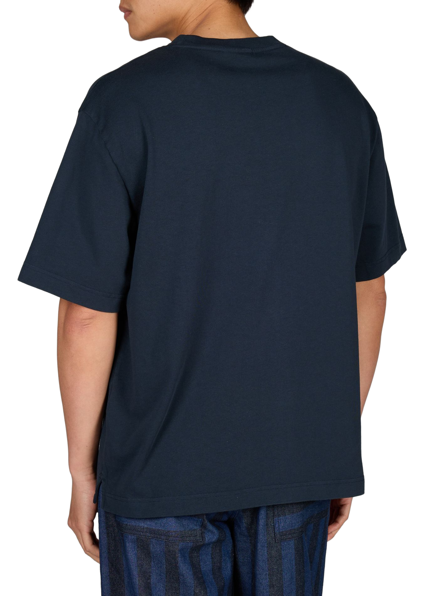 Oversized plain t-shirt with embroidered patch in cotton MAISON KITSUNÉ Blue