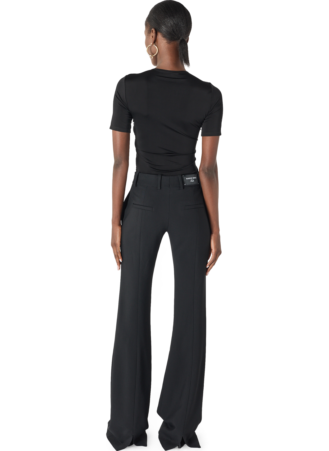 Top moon froncé en jersey manches courtes MARINE SERRE Noir