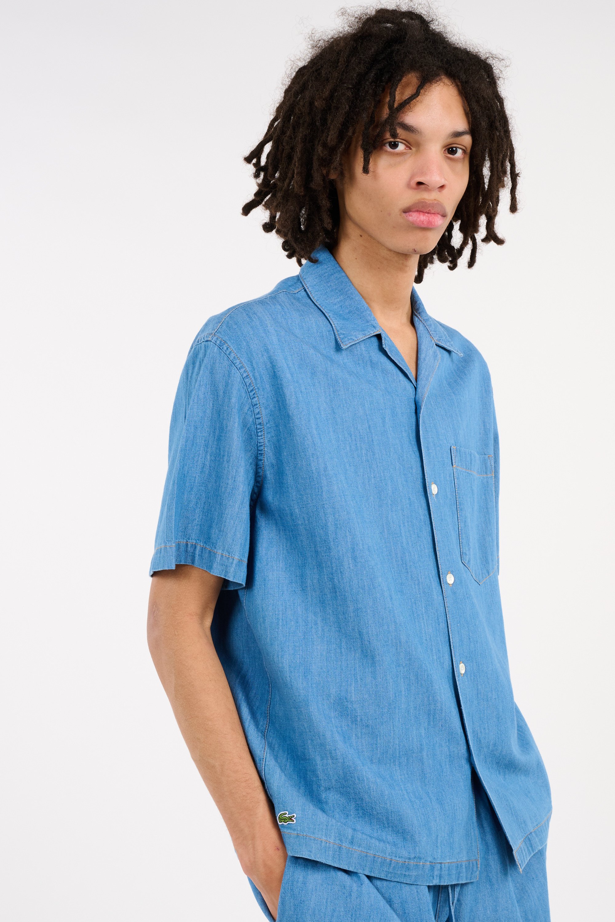 Chemise chemise casual manches co LACOSTE Bleu