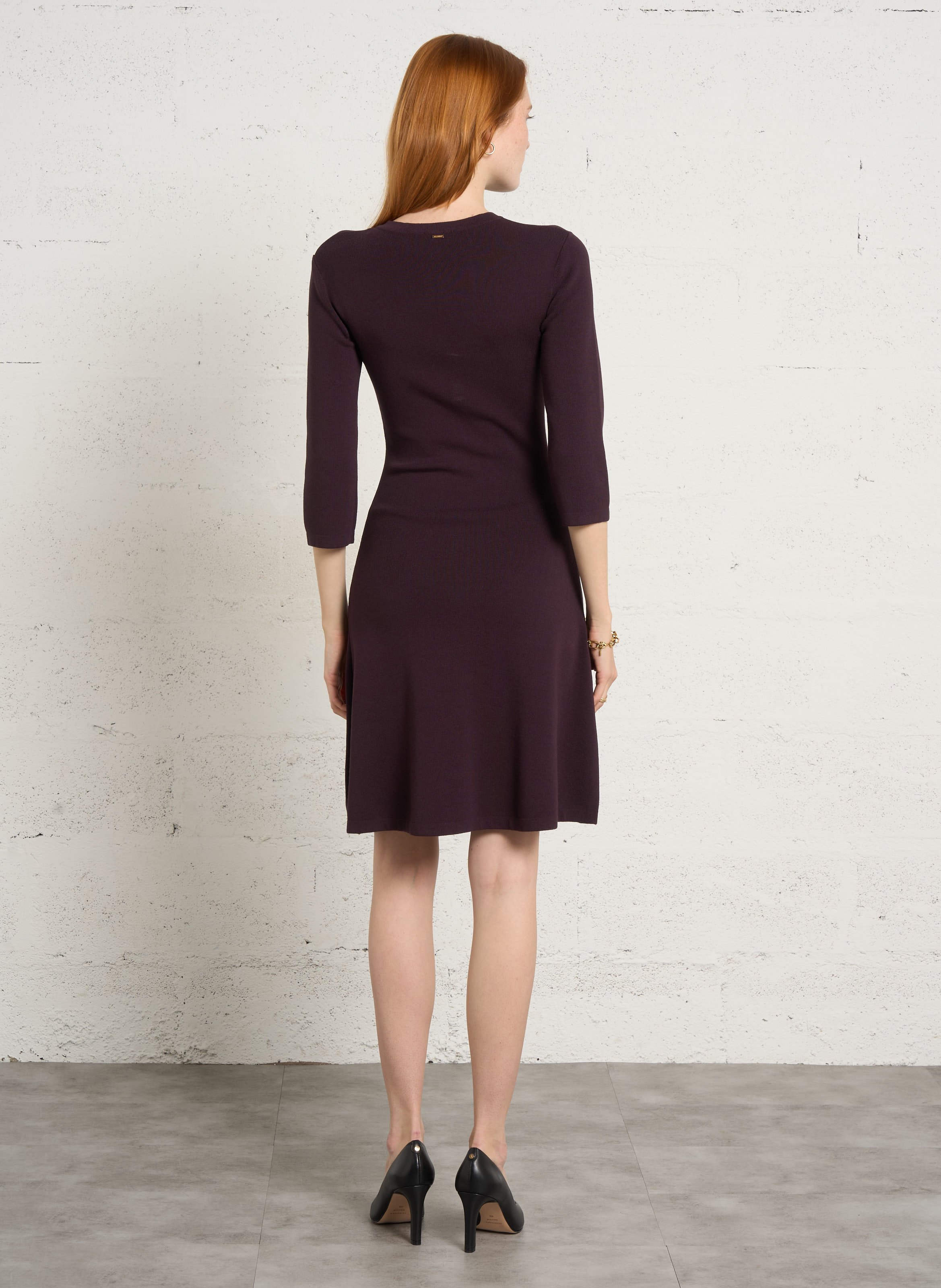 Robe midi tricot boutonné IKKS Violet