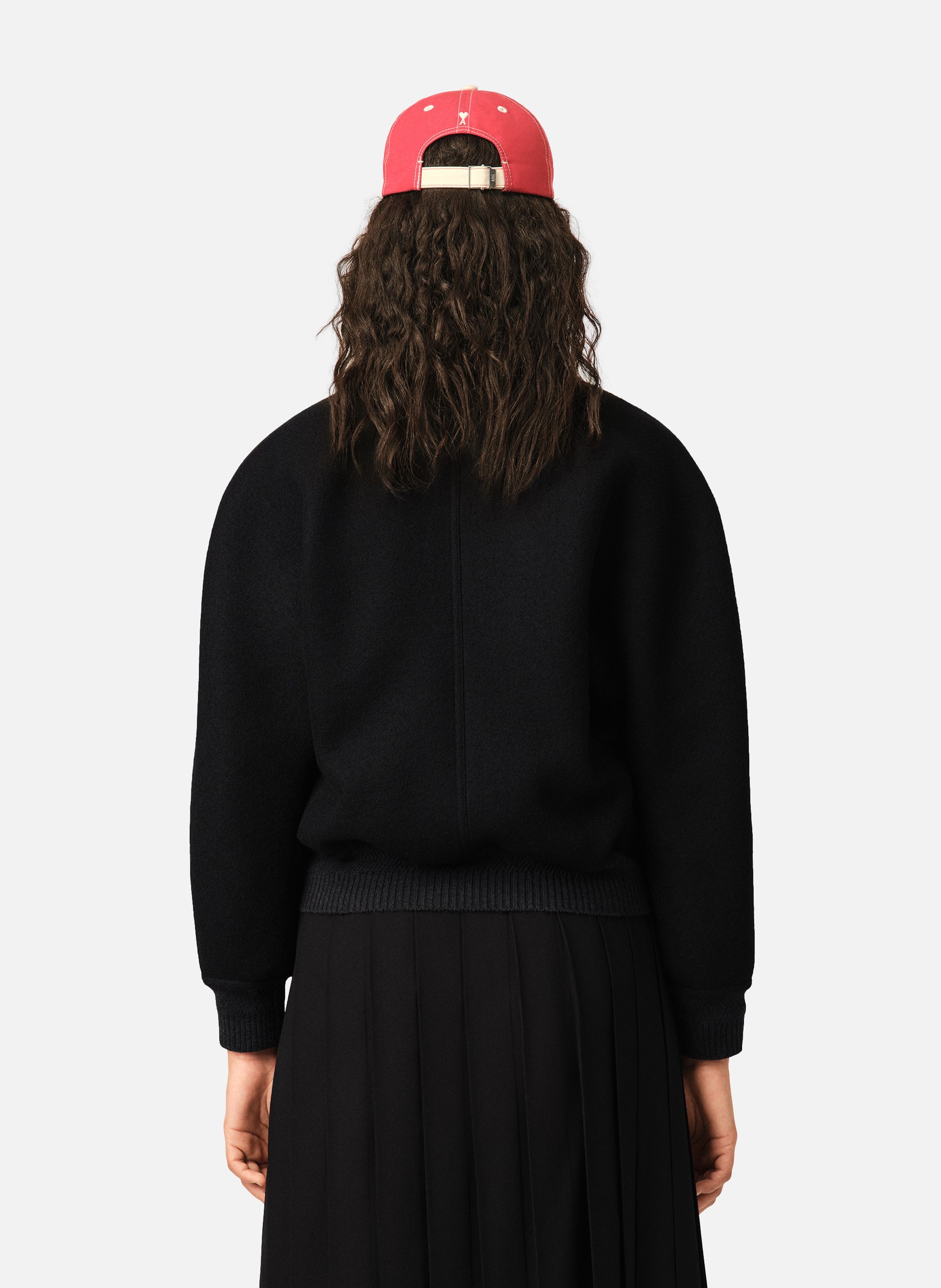 Bomber court double boutonnage en laine AMI PARIS Noir